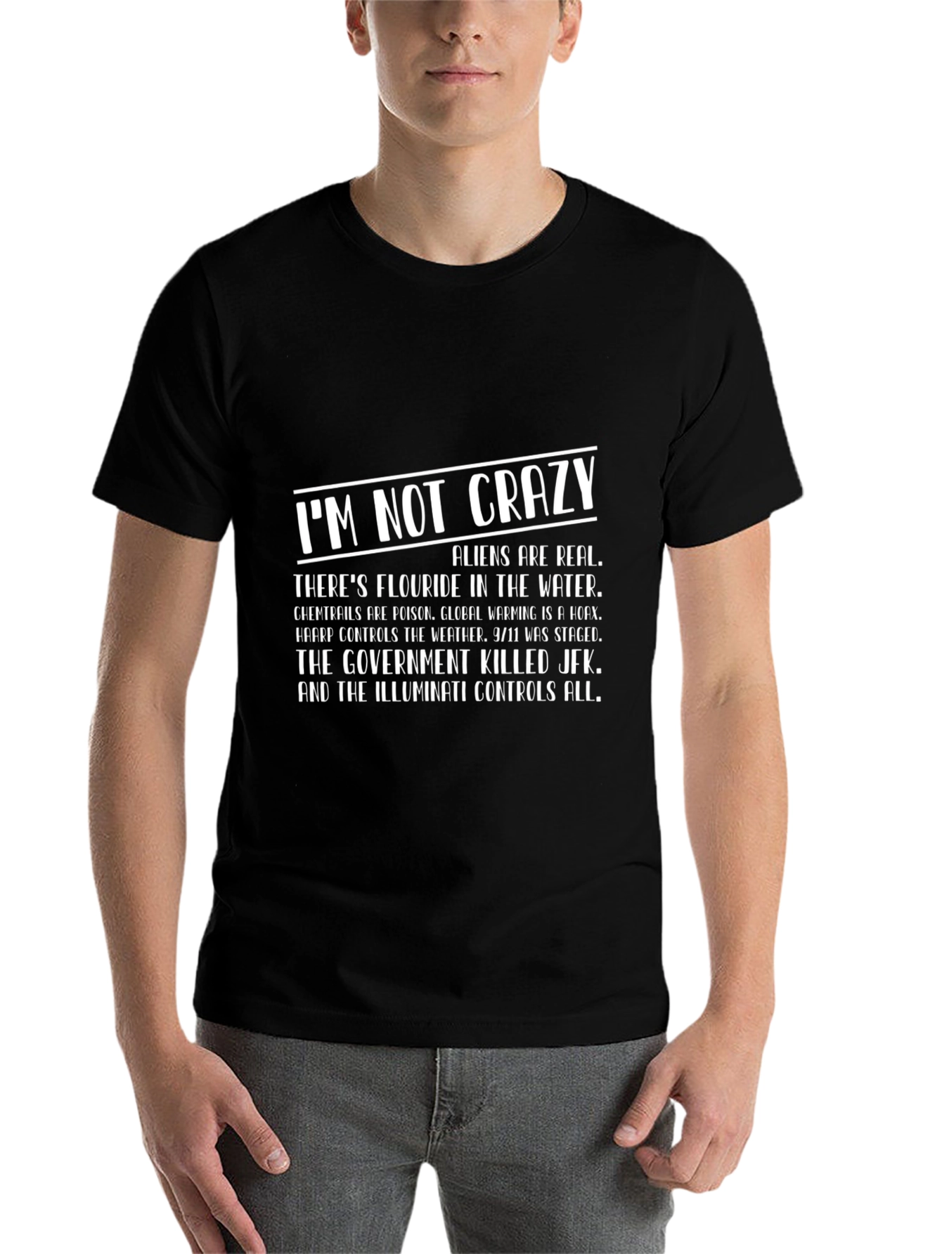 Black I'm Not Crazy Conspiracy Theory T-Shirt view 7
