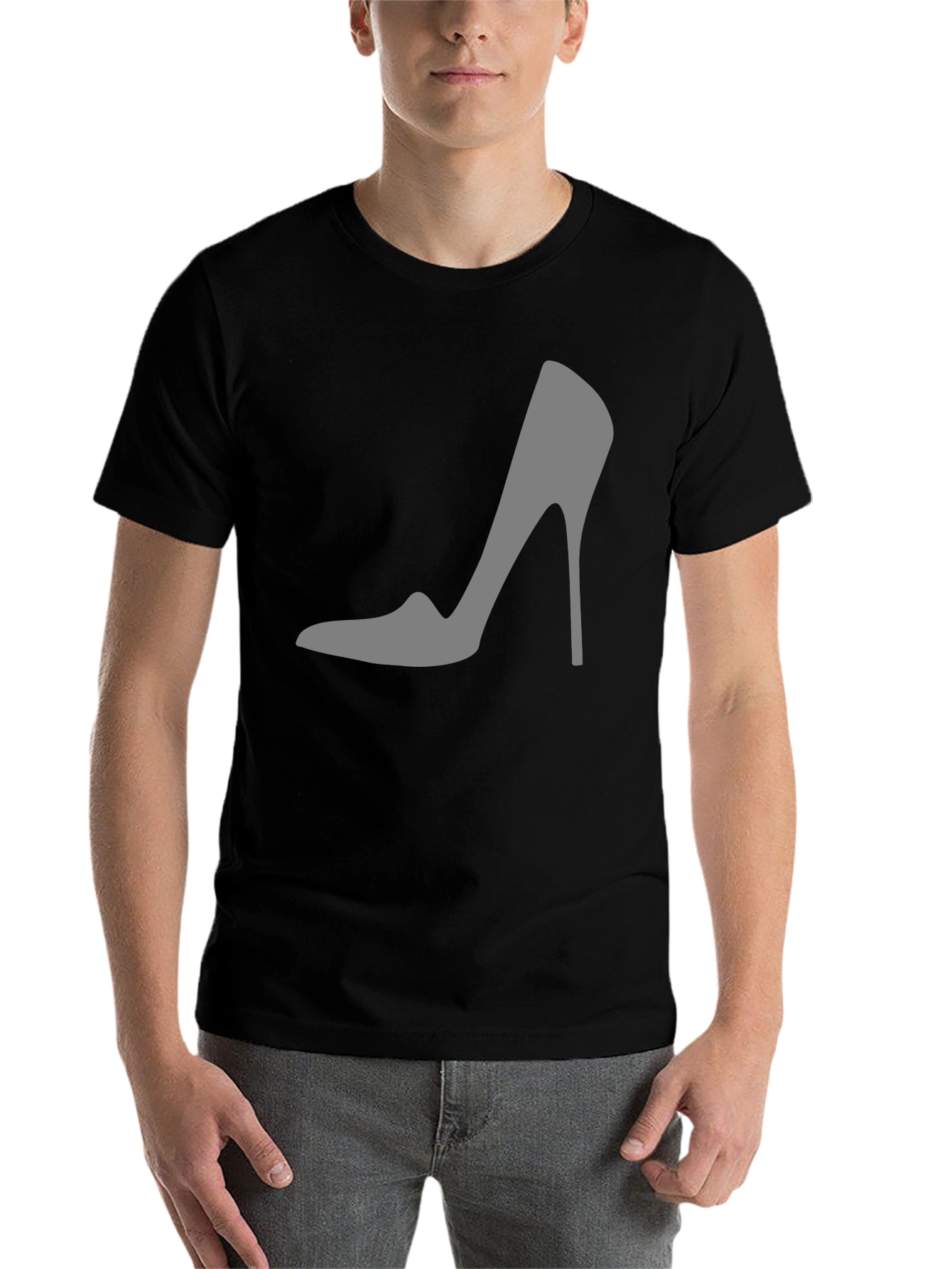 Black High Heel Shoe Graphic Tee - Stylish Men's Casual Wear view 7