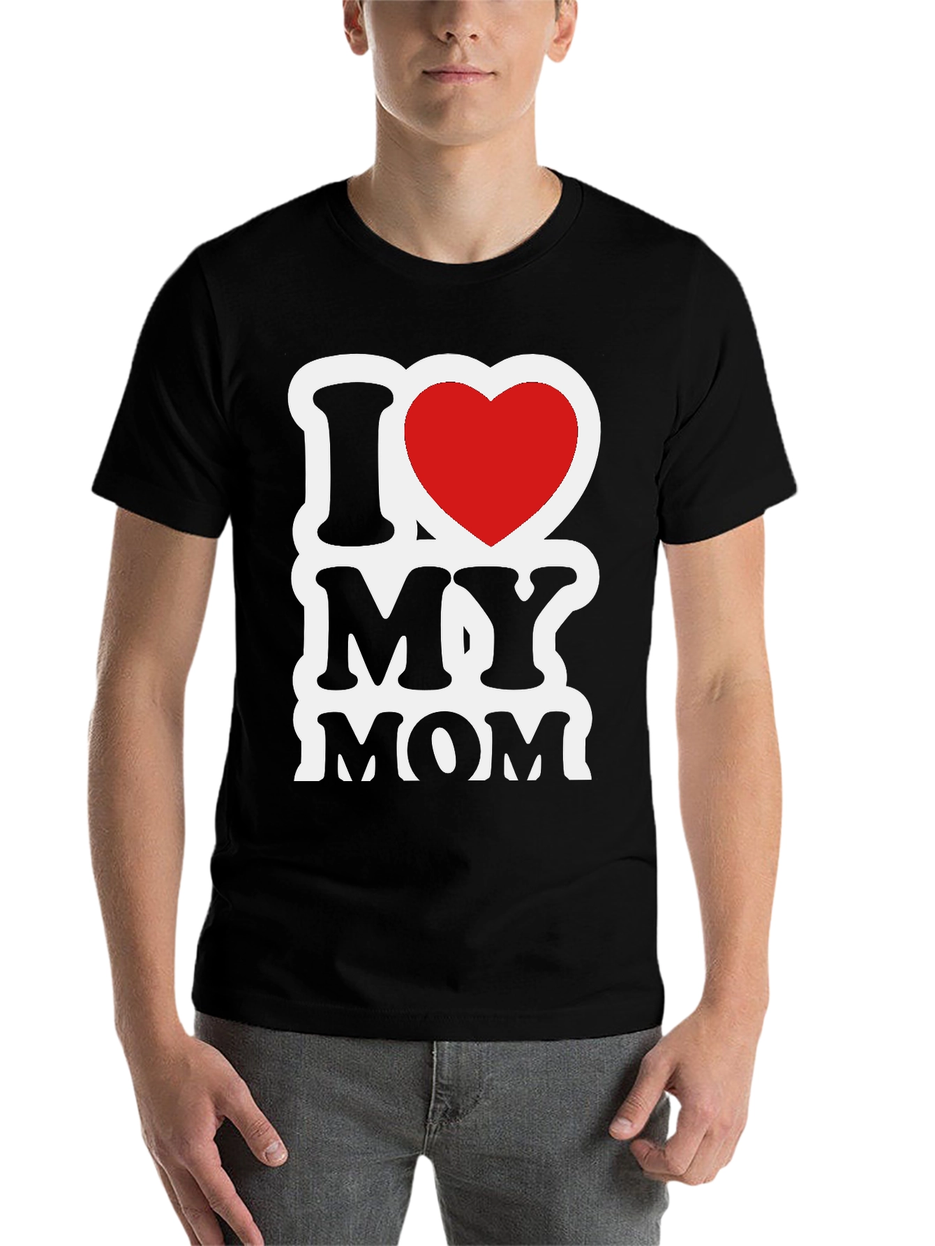 Black I Love My Mom Graphic T-Shirt - Black view 7