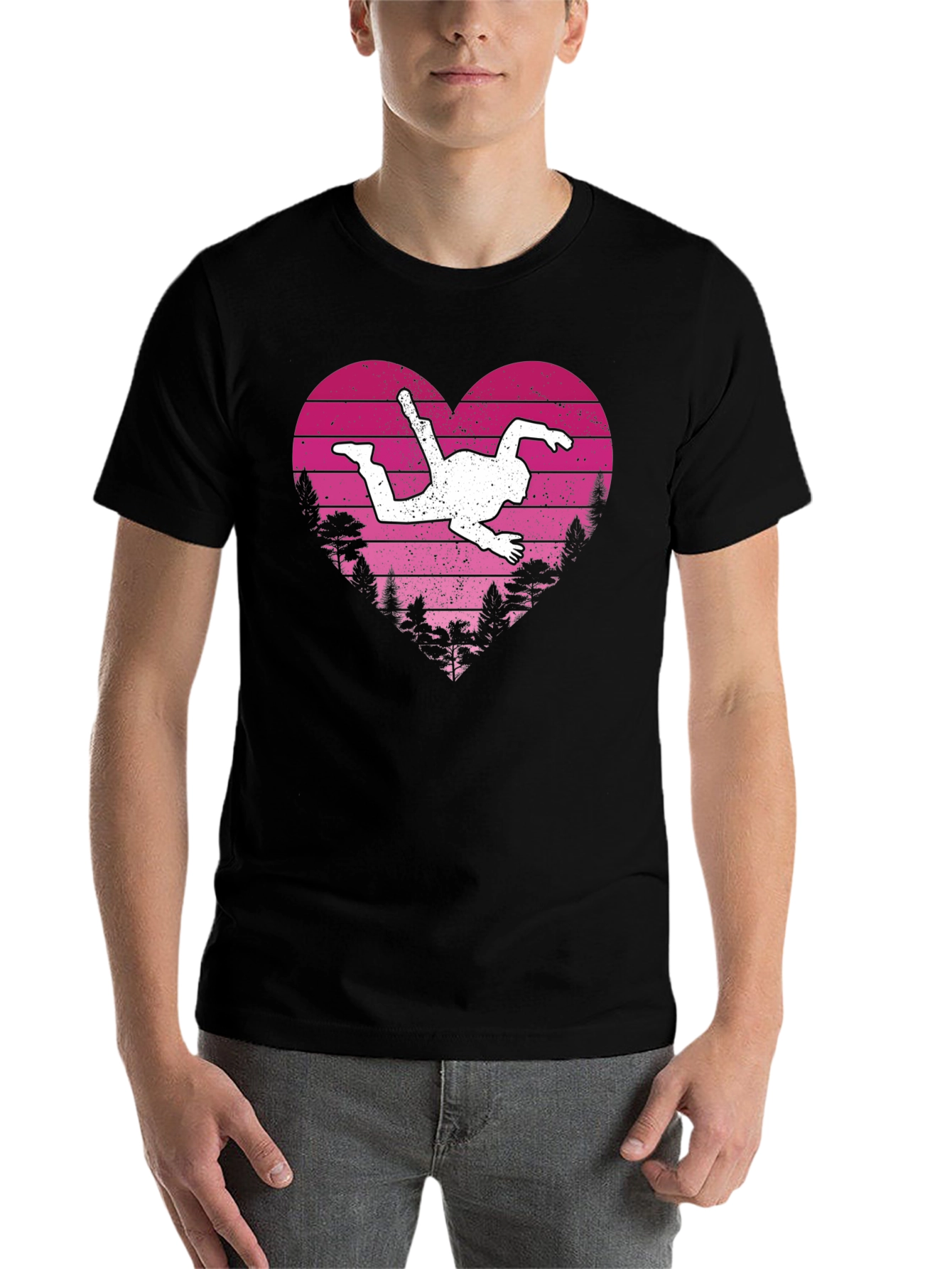 Black Skydiving Heart T-Shirt - Black Tee view 7