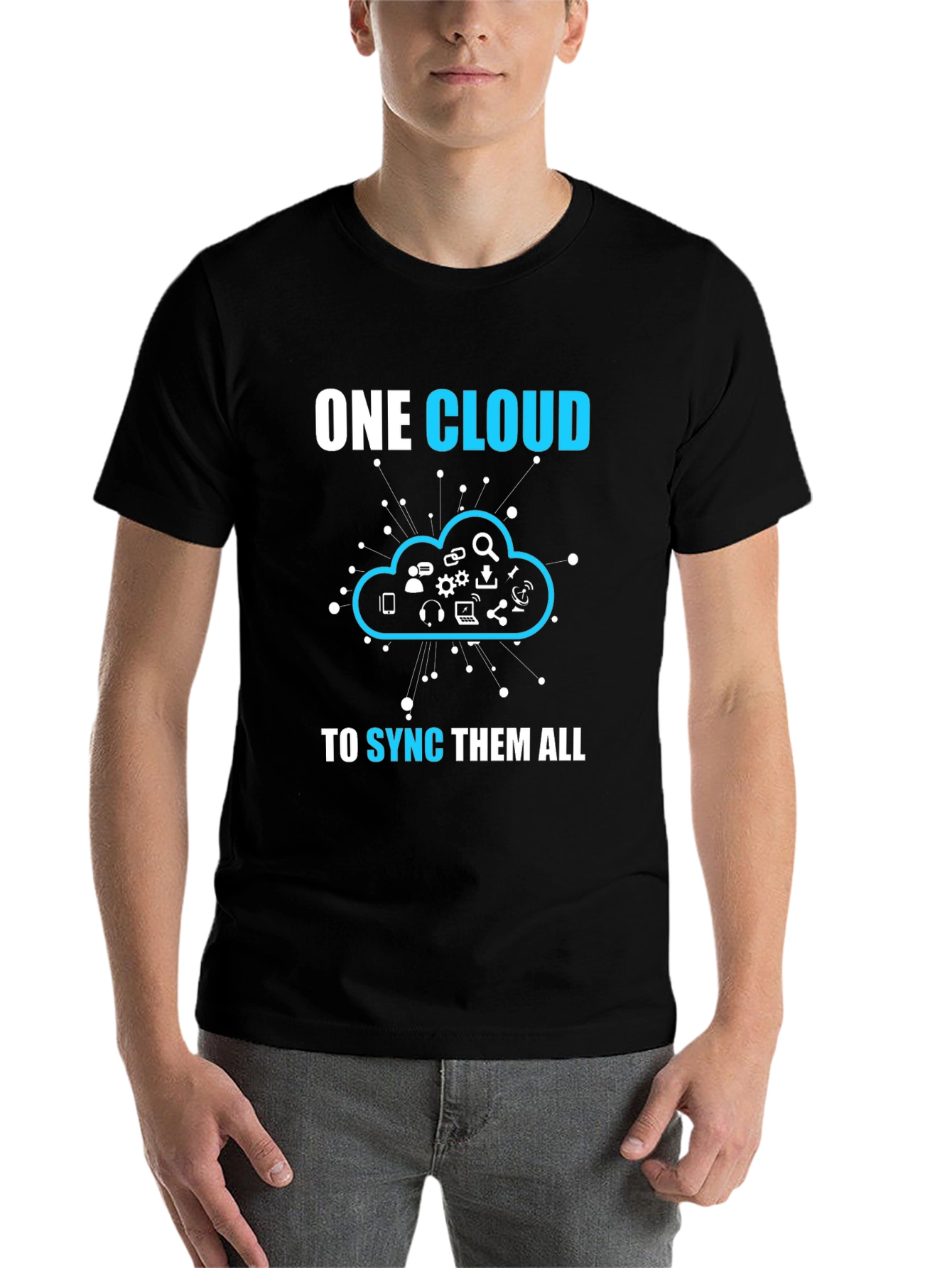 Black One Cloud to Sync Them All T-Shirt view 7