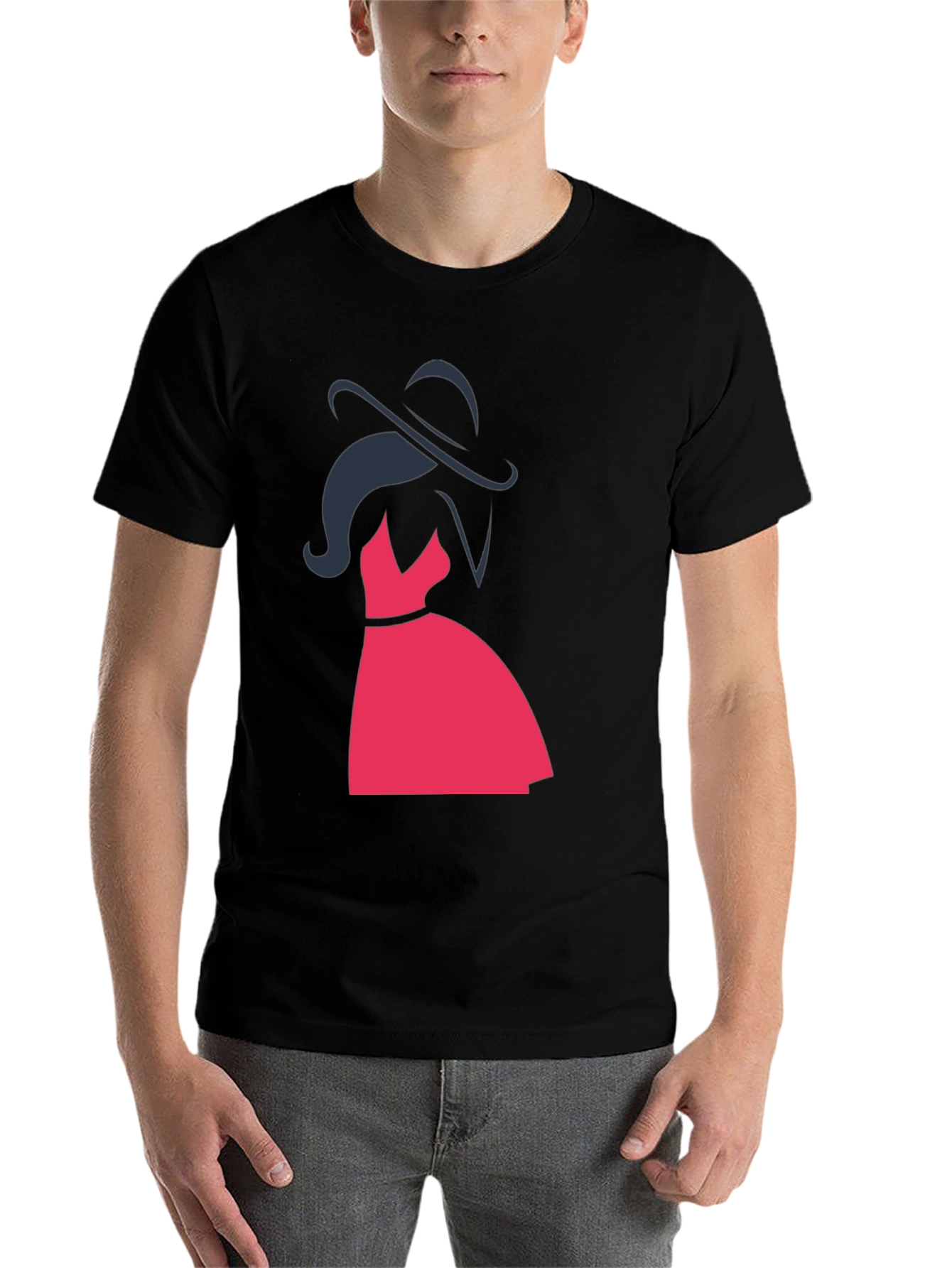 Black Silhouette Lady in Red Dress Graphic Tee - Black view 7