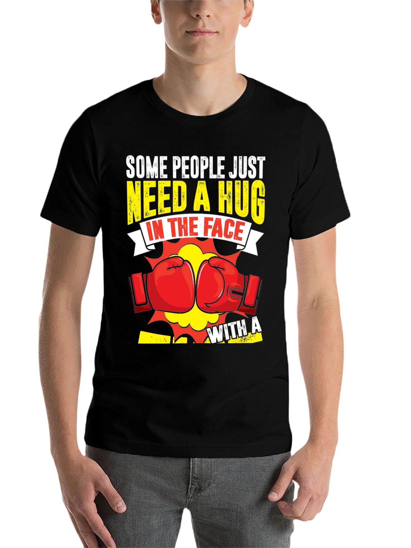 Black Funny Boxing "Hug In The Face" Graphic Tee view 7