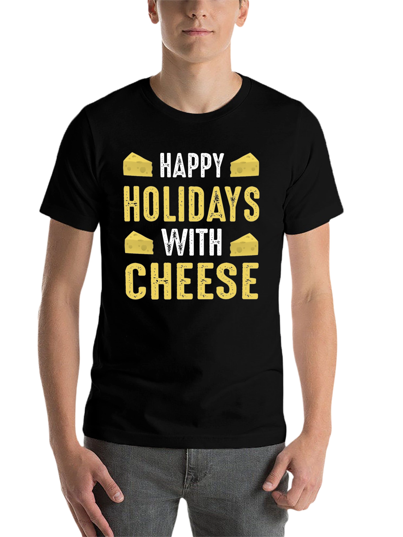 Happy Holidays With Cheese Graphic T-Shirt - 7