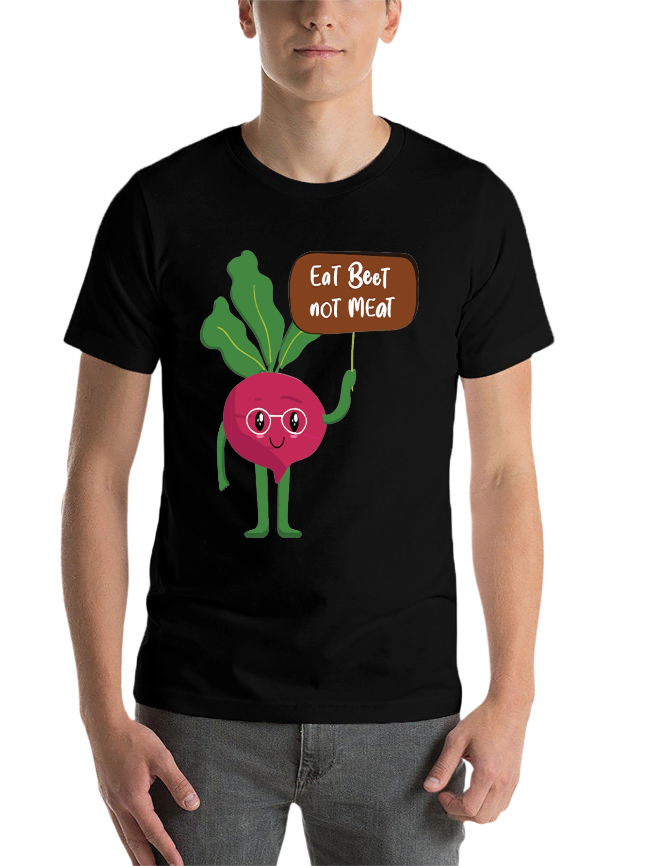 Black Eat Beet Not Meat Graphic T-Shirt view 7