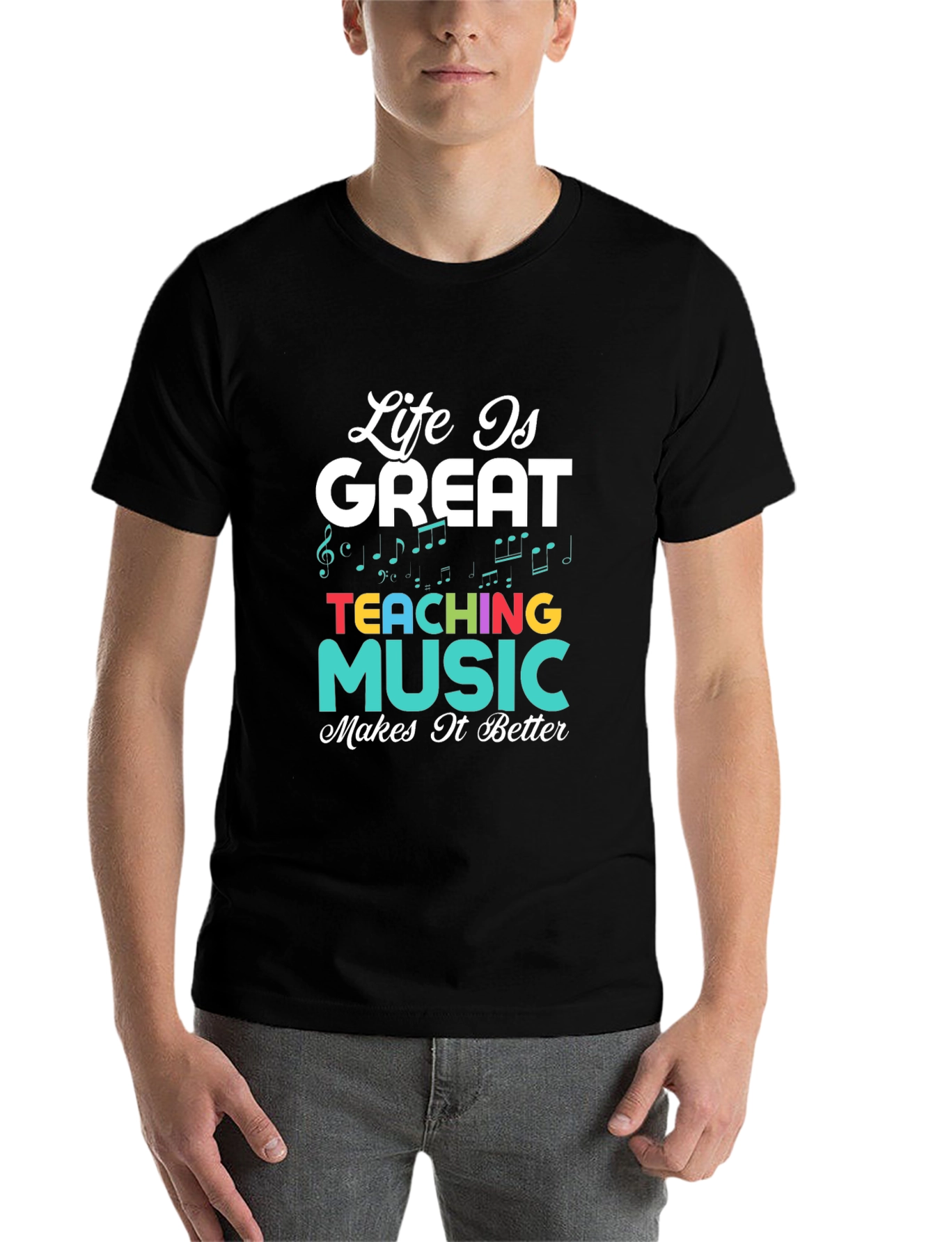 Black Life is Great Teaching Music Makes It Better T-Shirt view 7