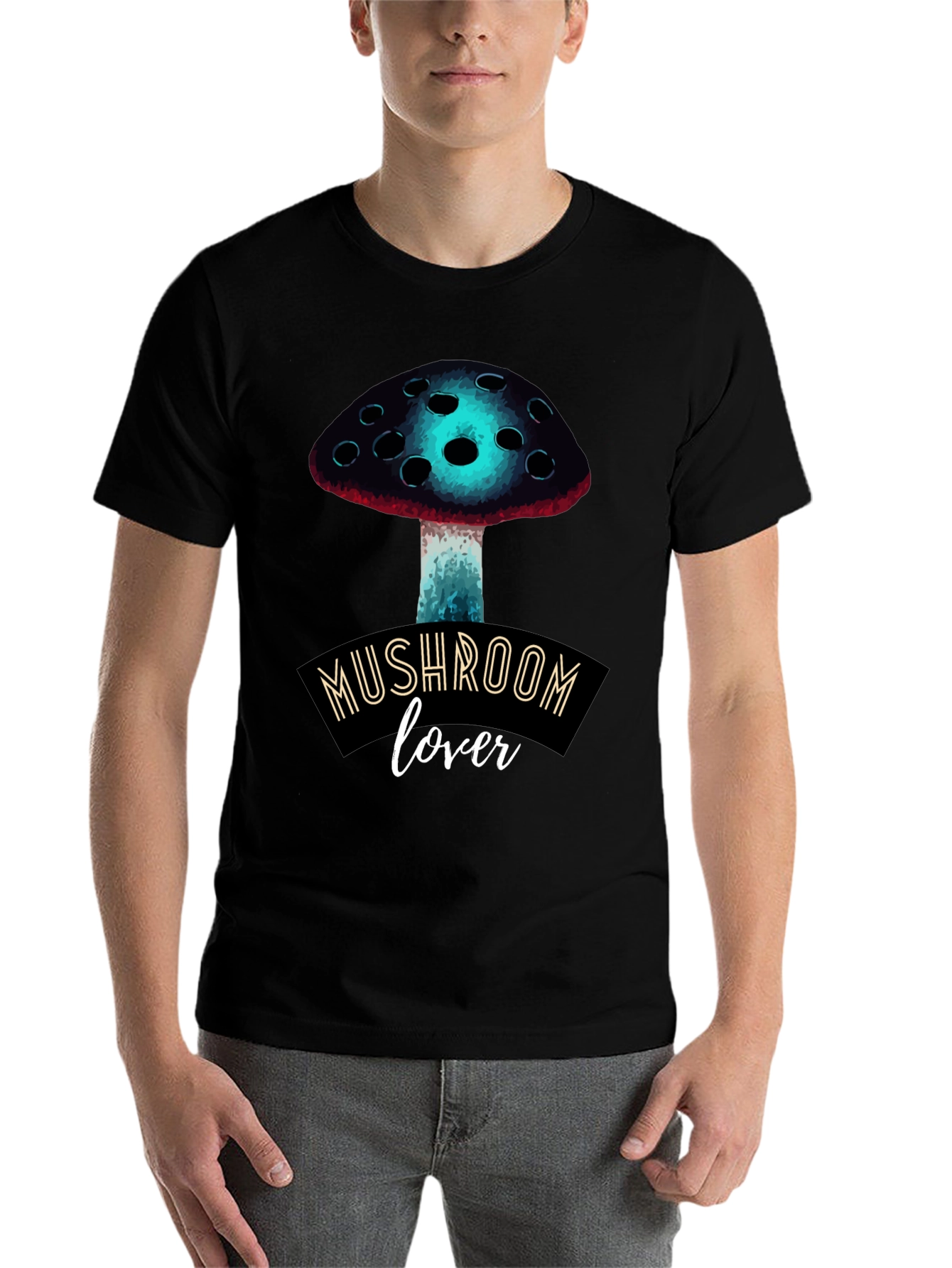 Black Mushroom Lover Graphic Tee - Funky Fungi Fashion view 7