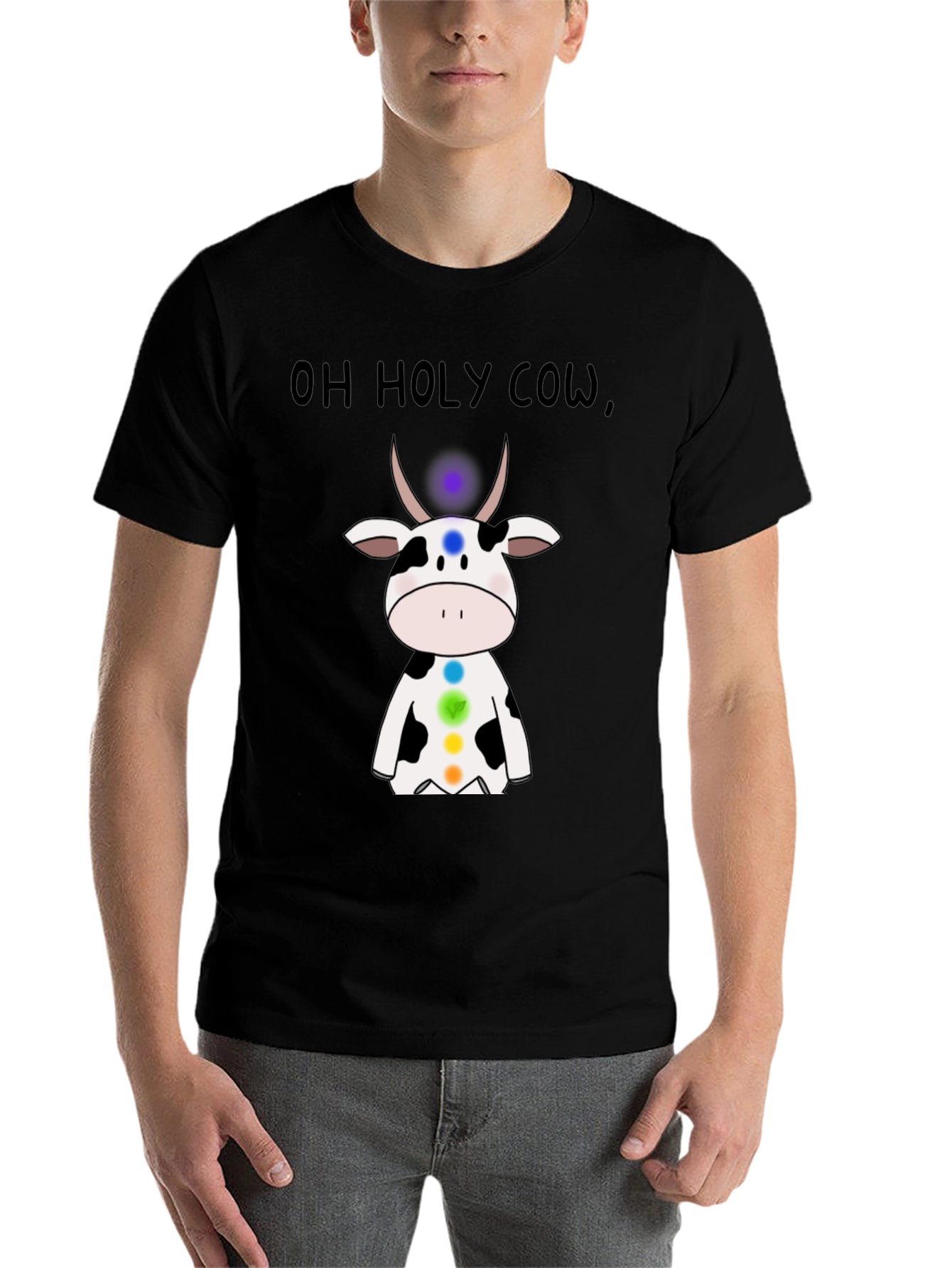 Black Oh Holy Cow Chakra T-Shirt - Spiritual Comfort view 7