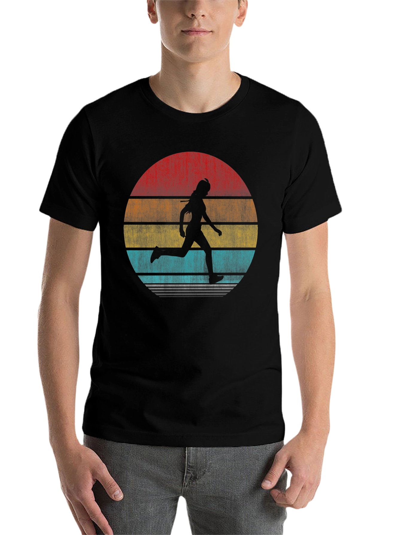 Retro Runner Graphic Tee - Vintage Sunset Design - 7