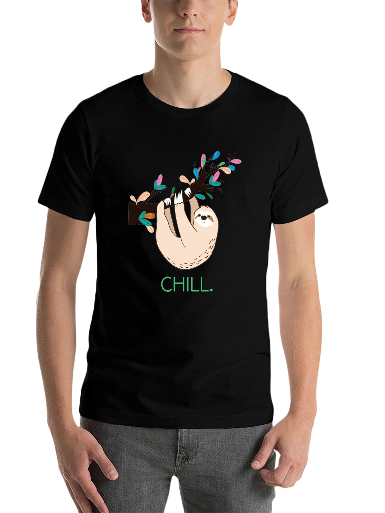 Black Chill Sloth Graphic T-Shirt - Relaxed & Stylish Tee view 7
