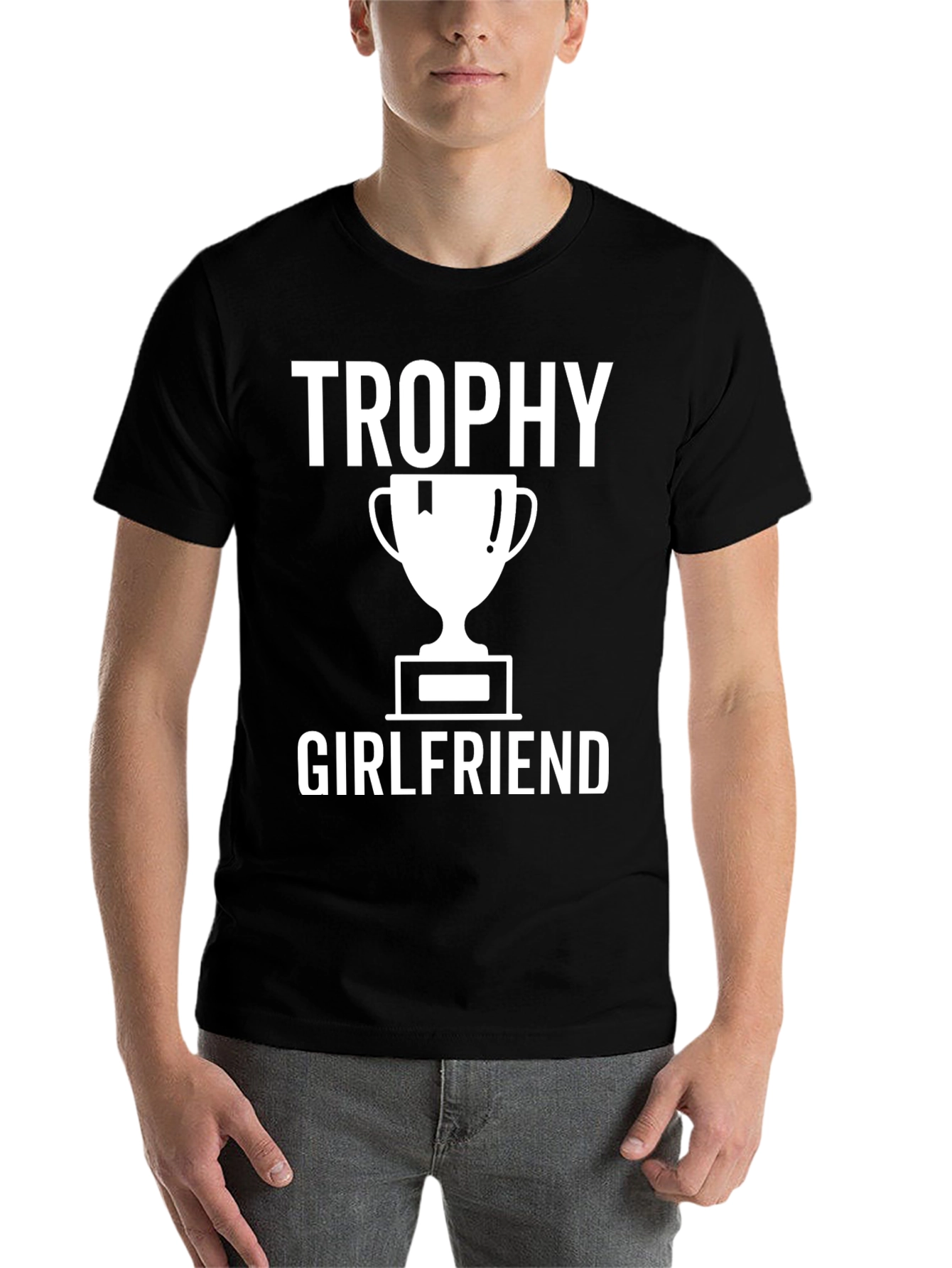 Black Trophy Girlfriend Graphic Tee - Black Cotton T-Shirt view 7