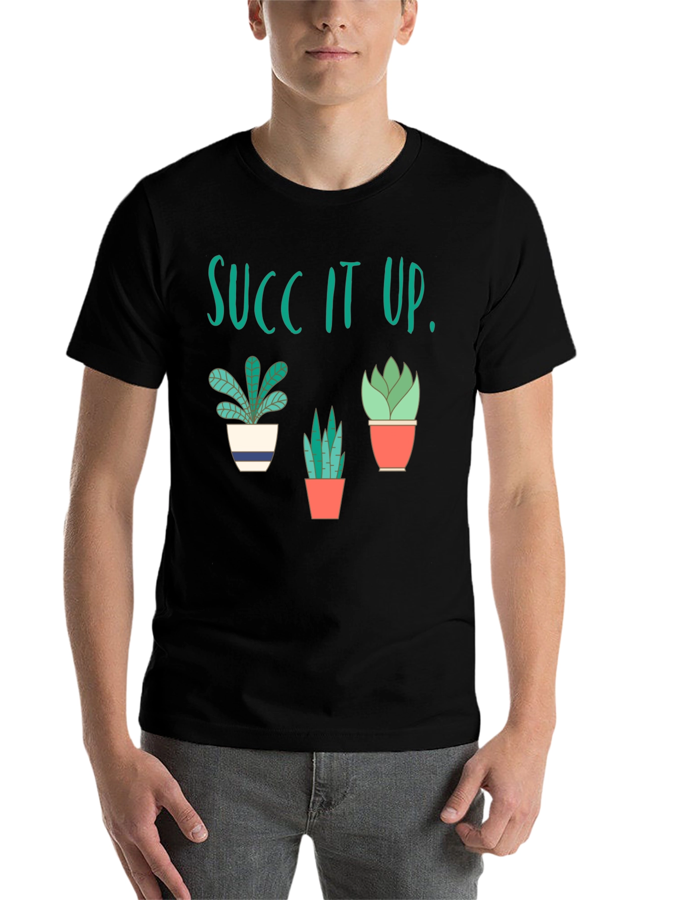 Black Succ It Up! Graphic T-Shirt - Funny Plant Lover Tee view 7