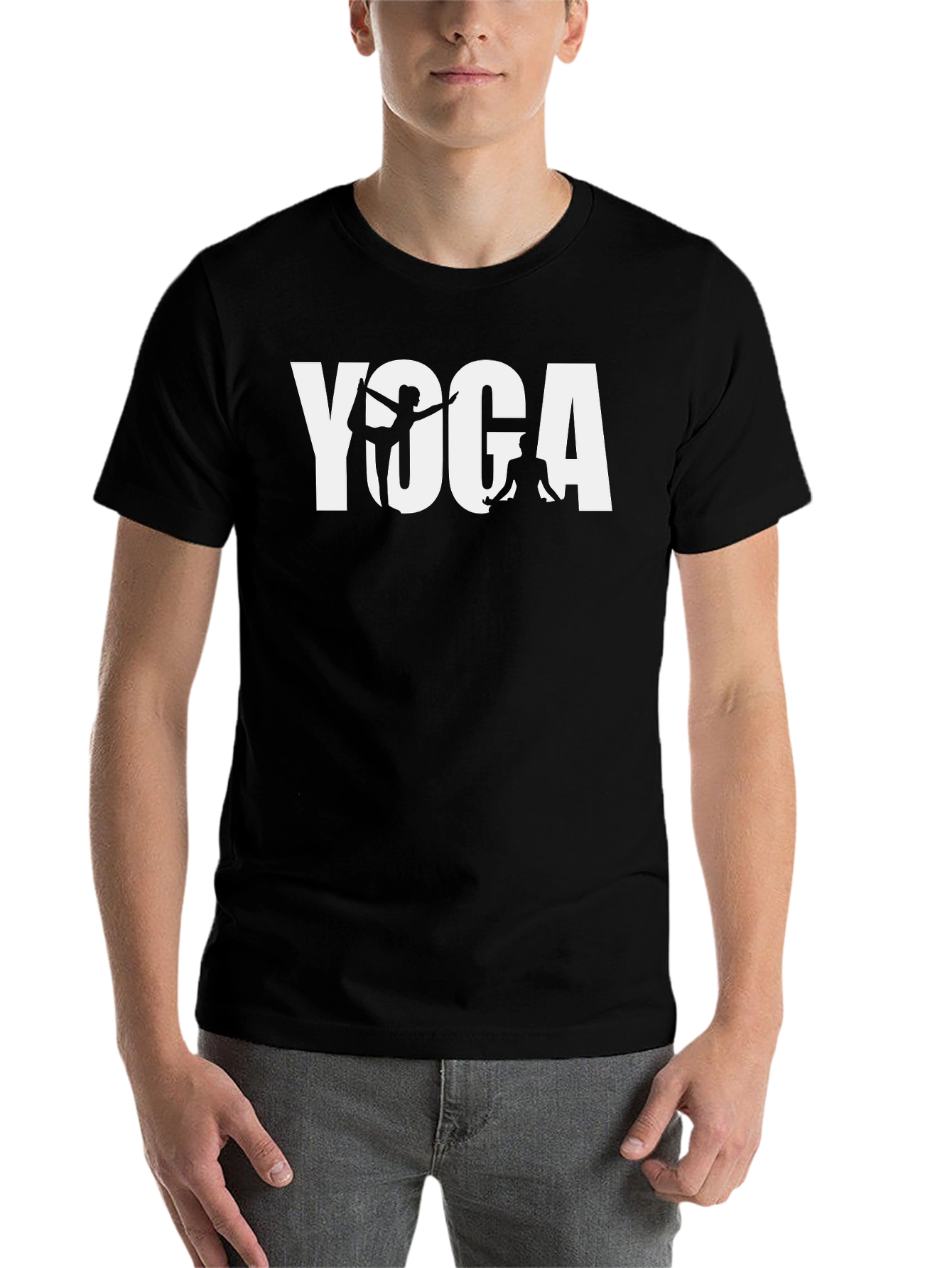 Black Yoga Graphic Tee - Black Cotton Blend view 7