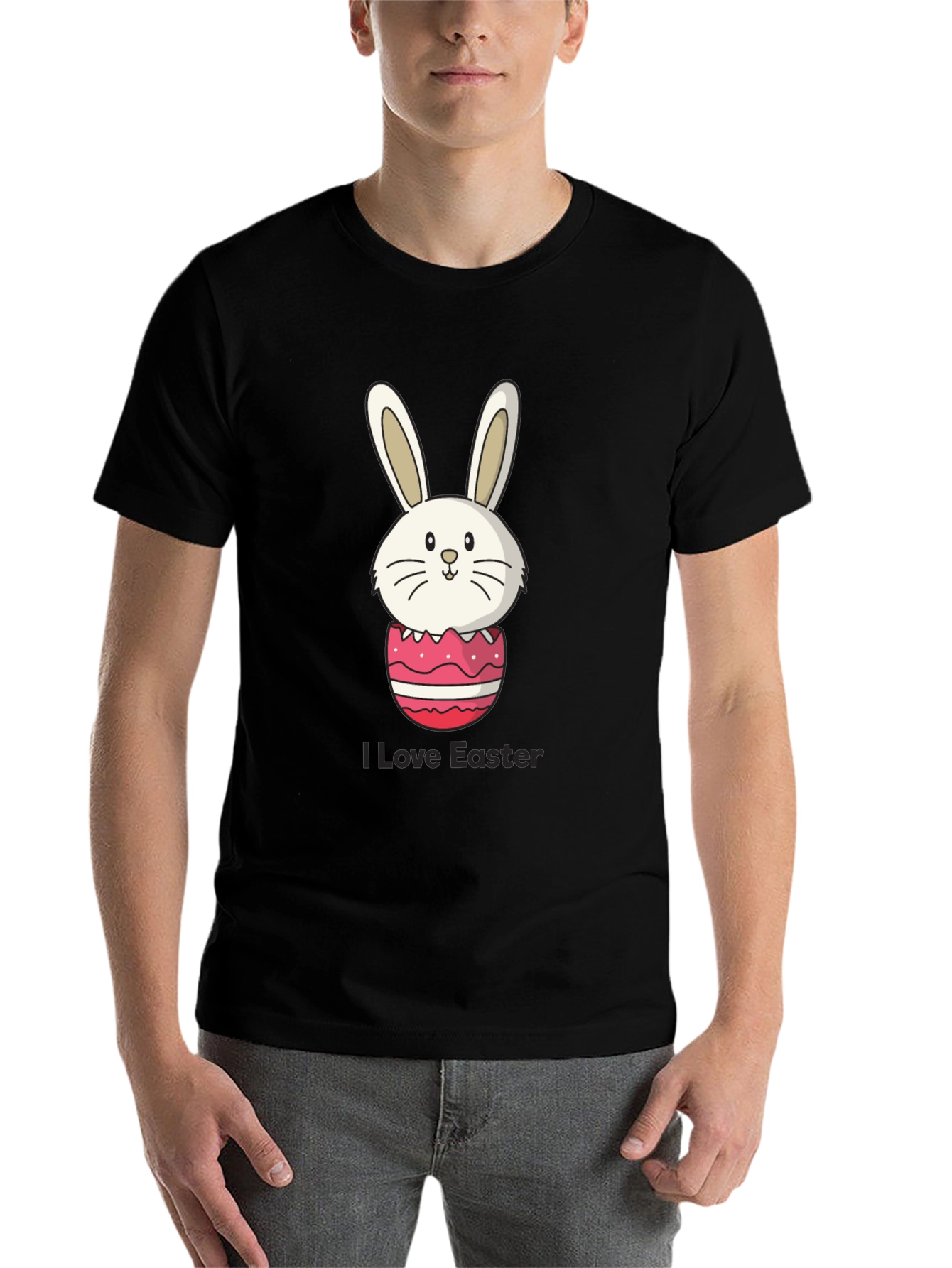 Black Easter Bunny Egg Black T-Shirt view 7