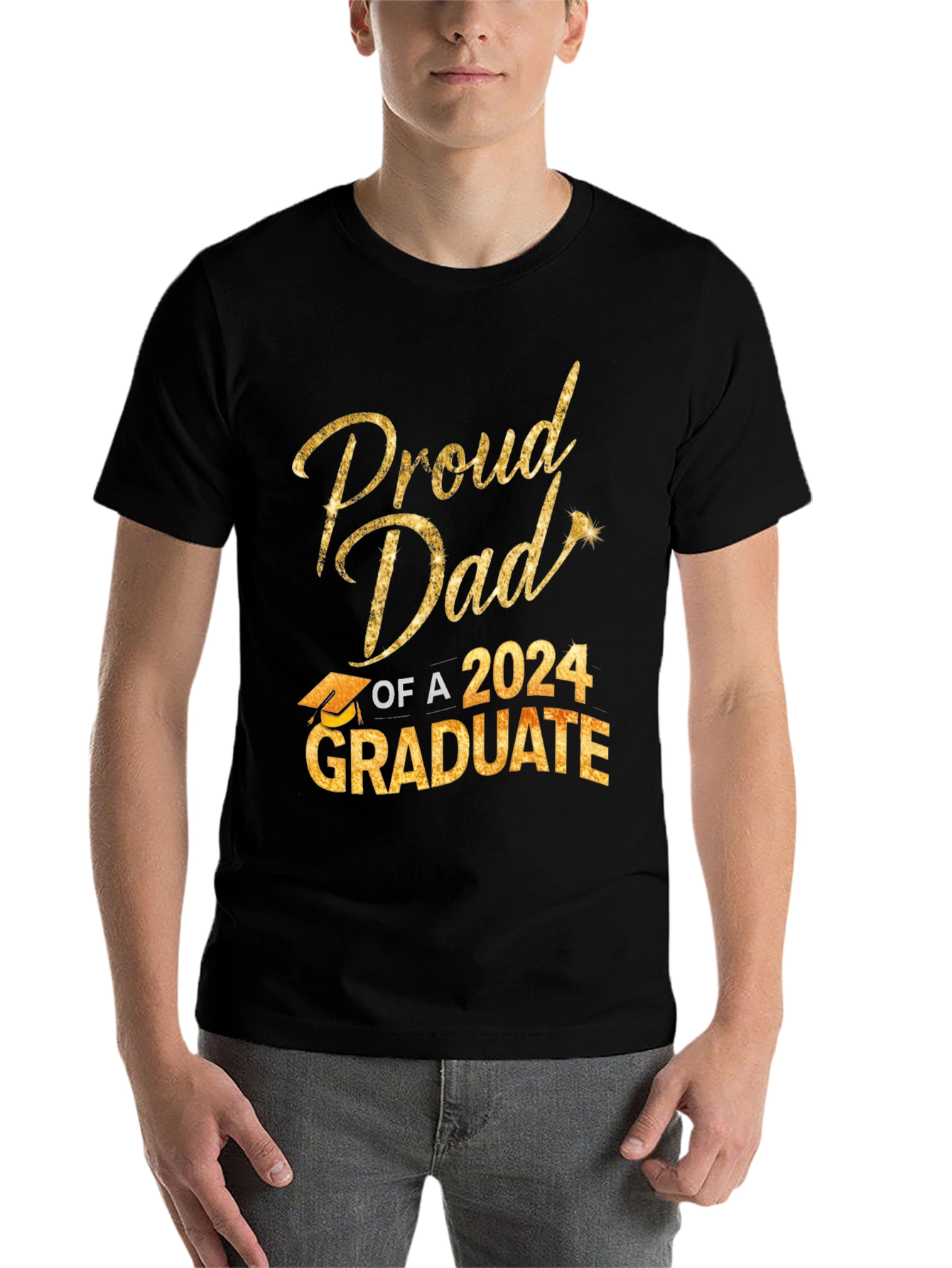 Black Proud Dad of a 2024 Graduate T-Shirt view 7