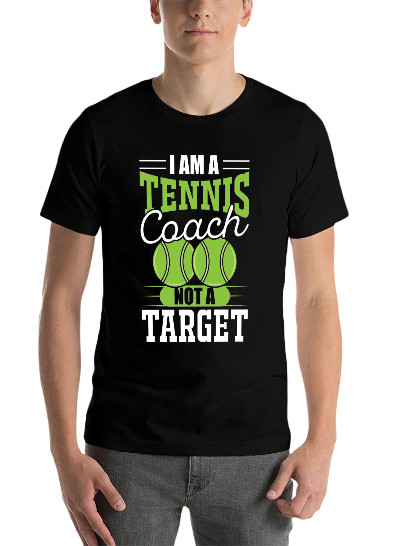 Black Tennis Coach T-Shirt - I Am A Tennis Coach, Not a Target view 7