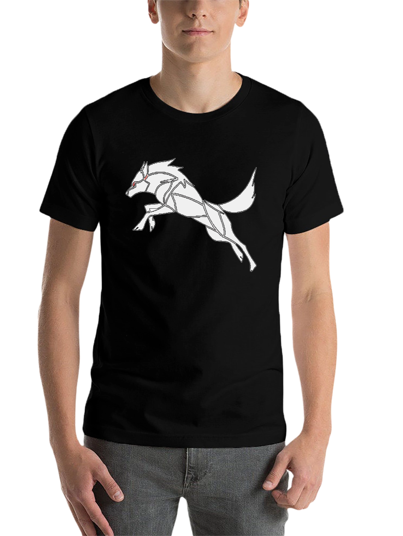Black Geometric Wolf Graphic Tee - Stylish Black T-Shirt view 7