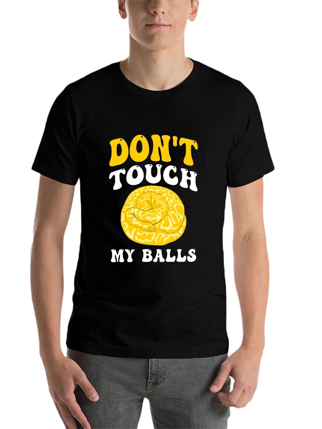 Black Don't Touch My Balls Funny Snake T-Shirt view 7