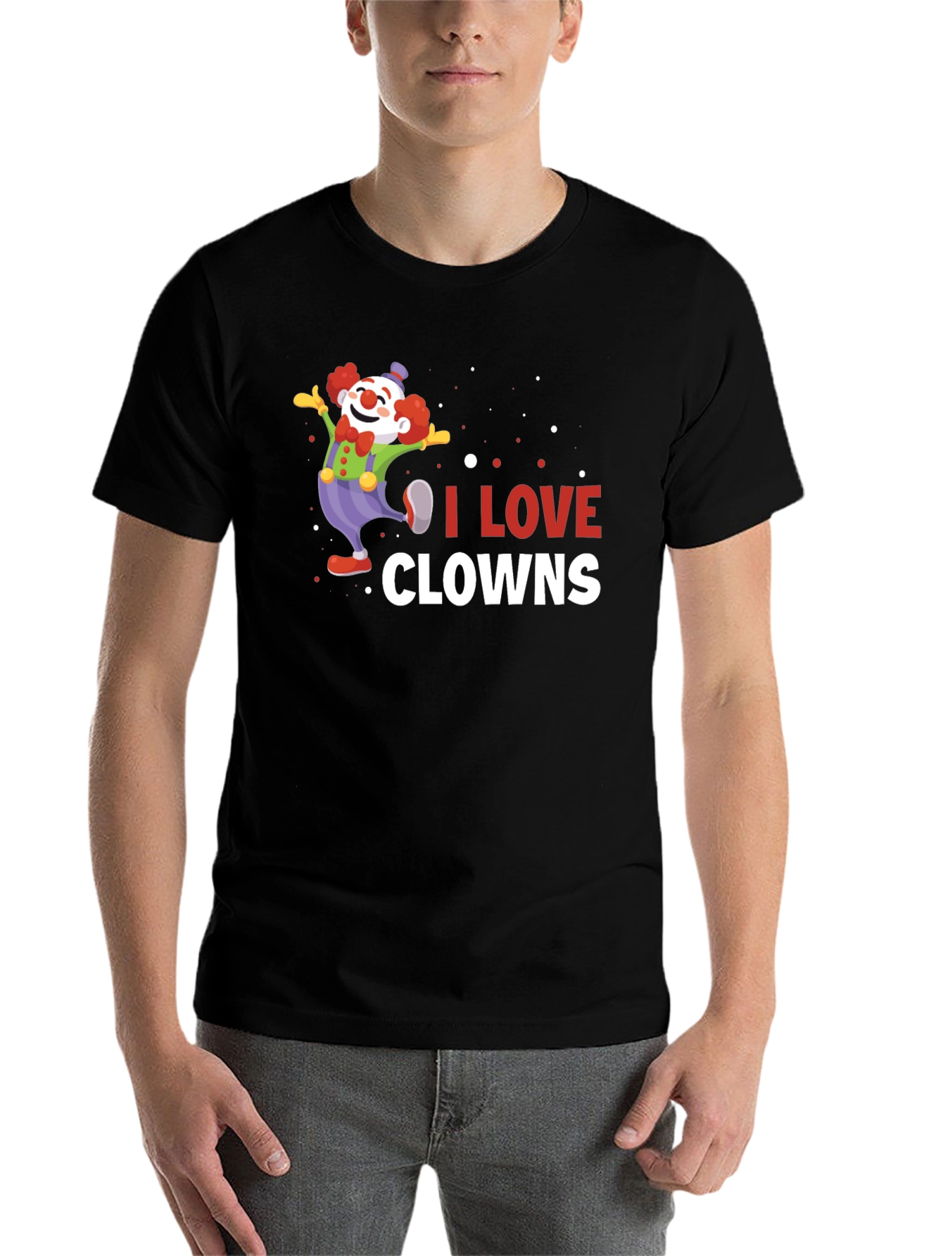 Black I Love Clowns Graphic Tee - Black Cotton T-Shirt view 7