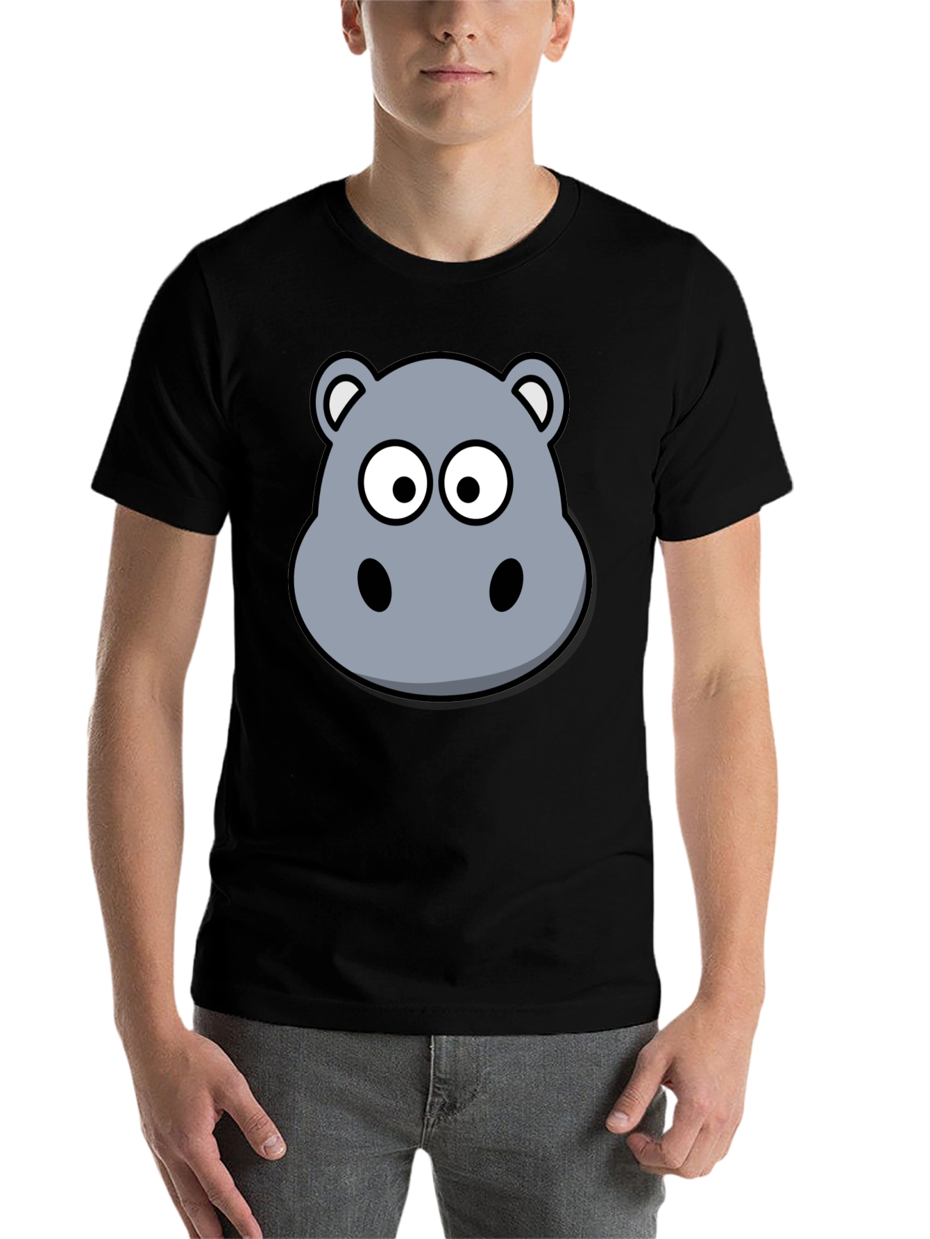 Black Hippo Graphic Print Black T-Shirt view 7