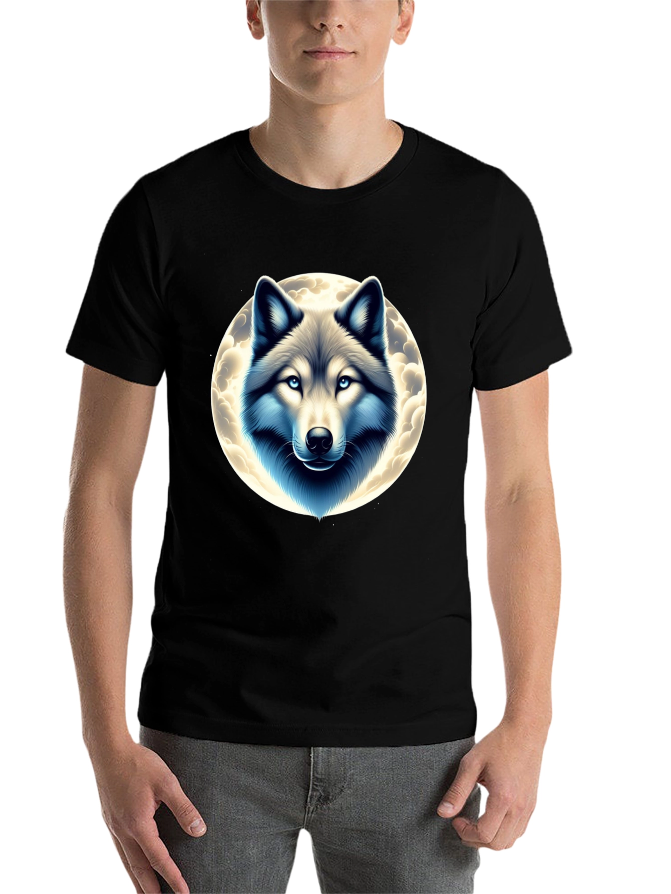 Black Wolf Moon Graphic Tee - Black Cotton Blend view 7