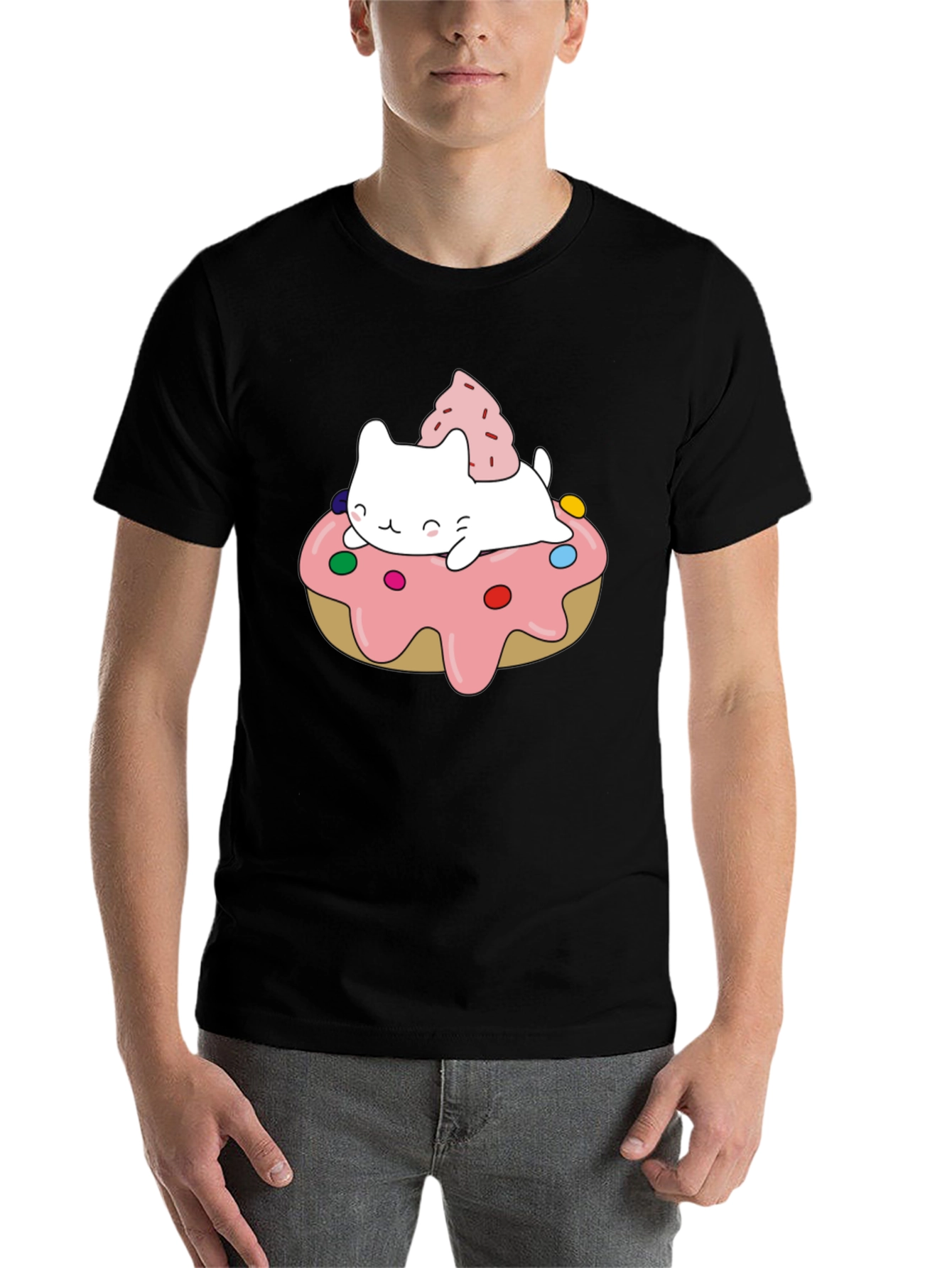 Black Cute Cat Donut T-Shirt - Sweet Style view 7