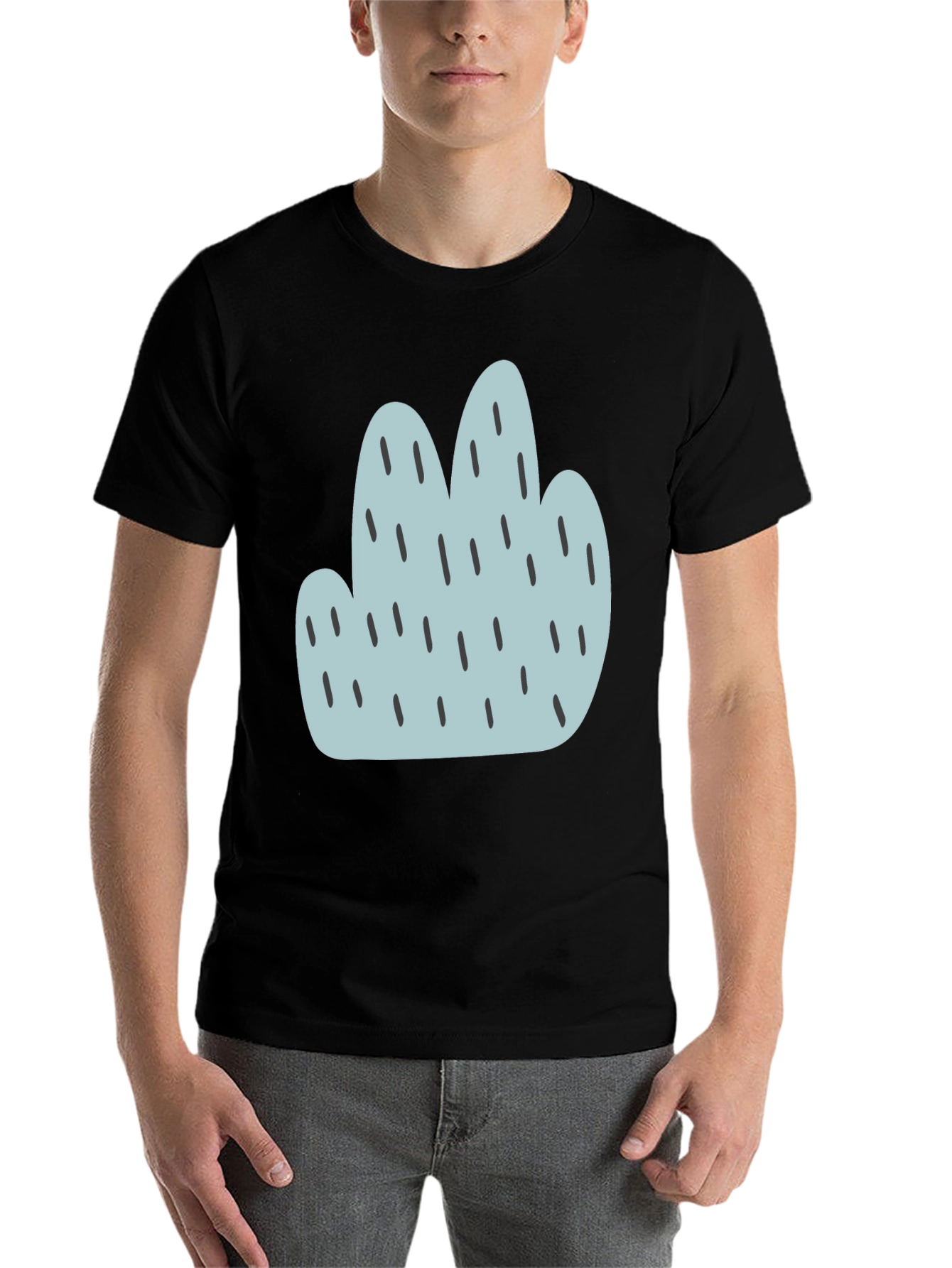 Black Trendy Cactus Graphic Black T-Shirt view 7