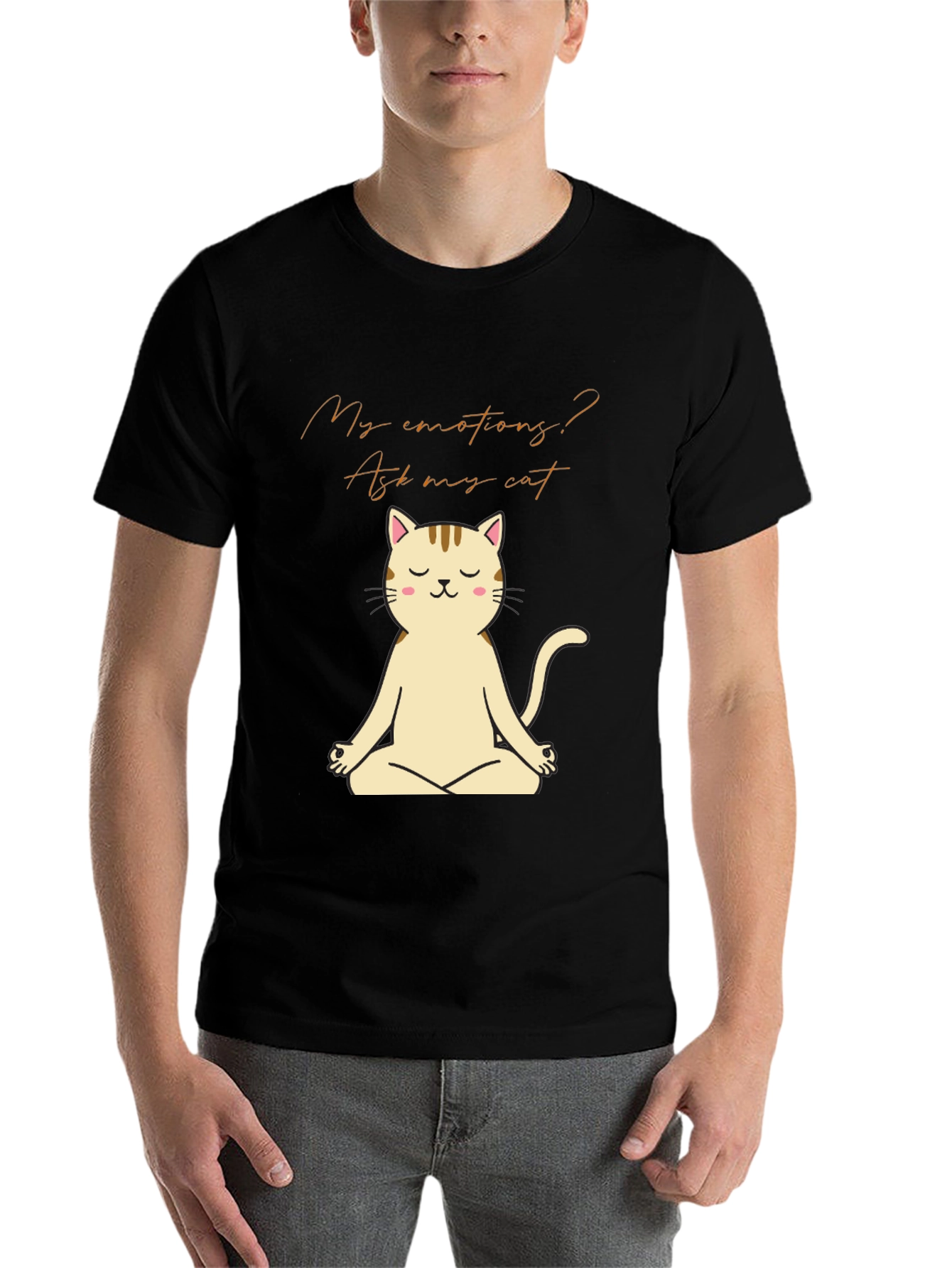 Black Meditating Cat T-Shirt - Ask My Cat view 7