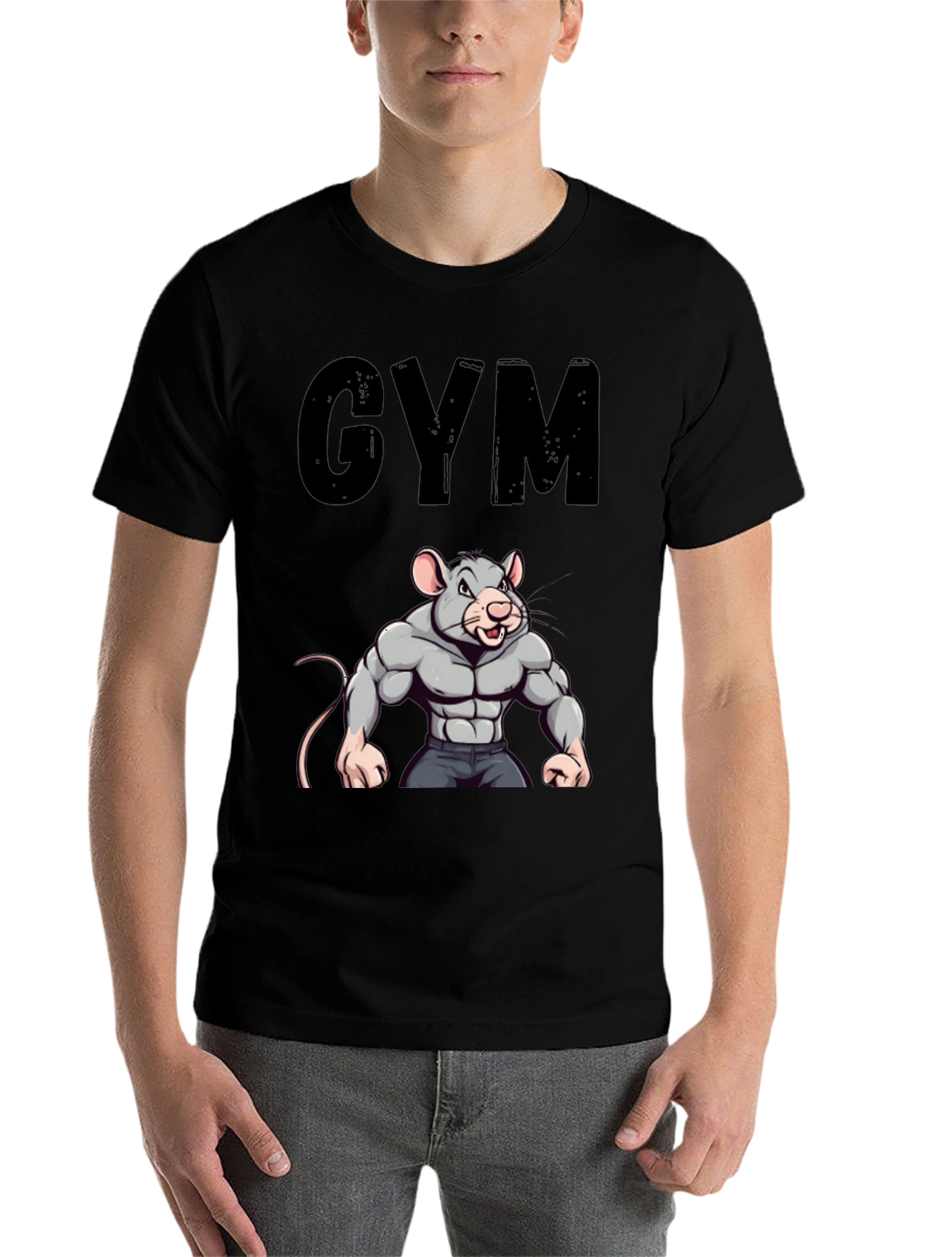 Black Gym Rat T-Shirt - Funny Workout Tee view 7