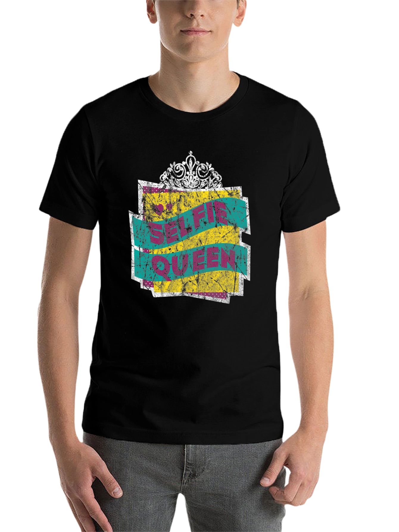 Black Selfie Queen Crown Graphic T-Shirt view 7