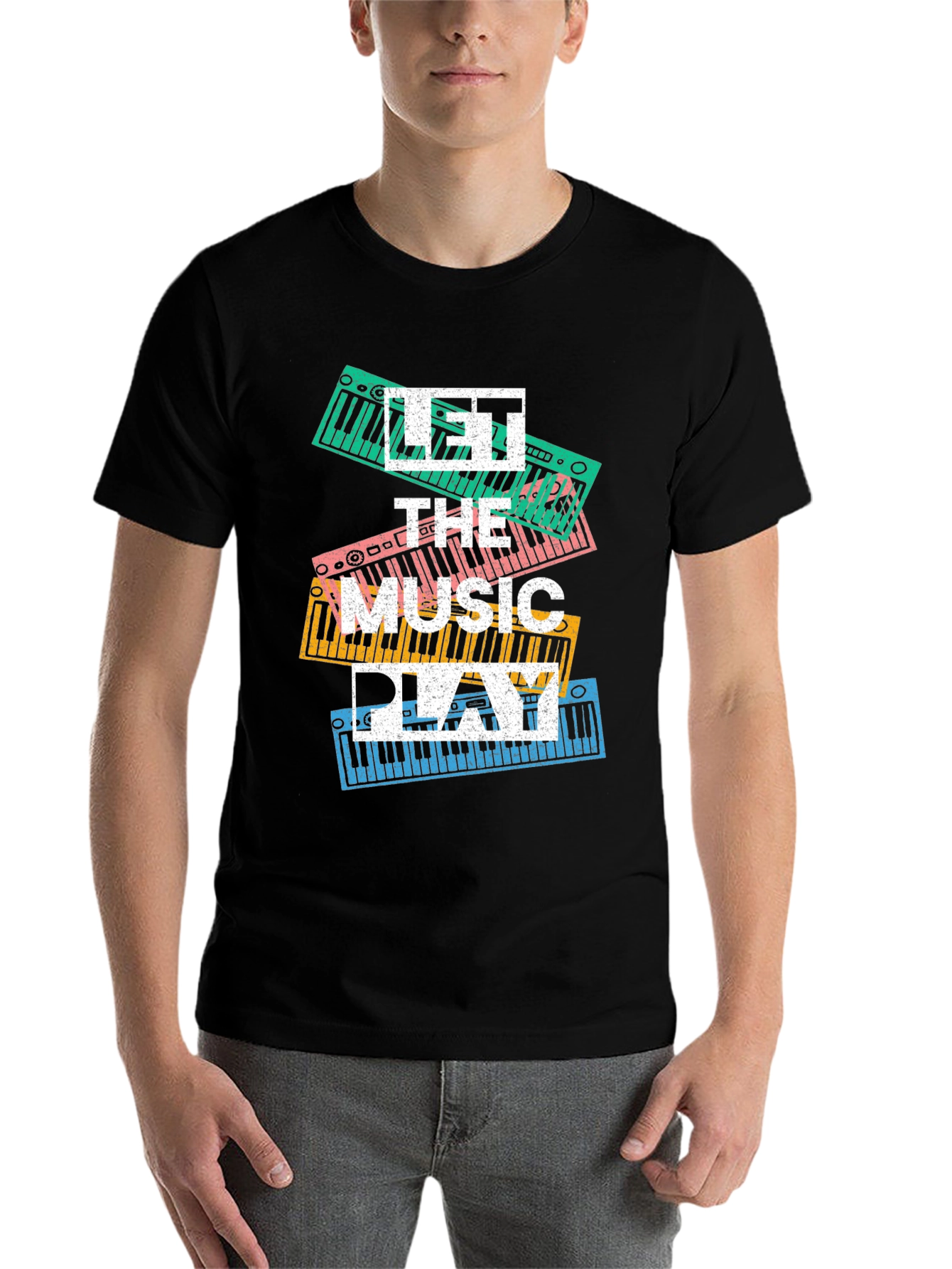 Black Let the Music Play Graphic Tee view 7