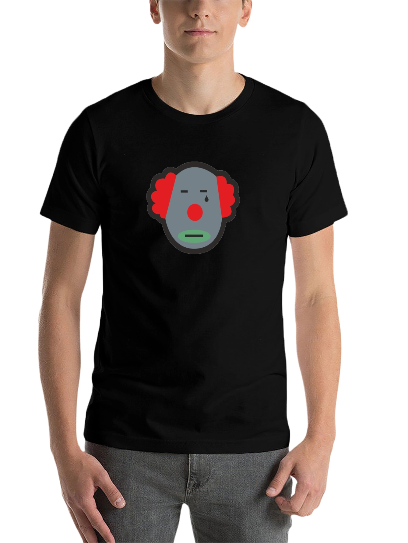 Sad Clown Graphic Tee - Unisex Black Cotton T-Shirt - 7