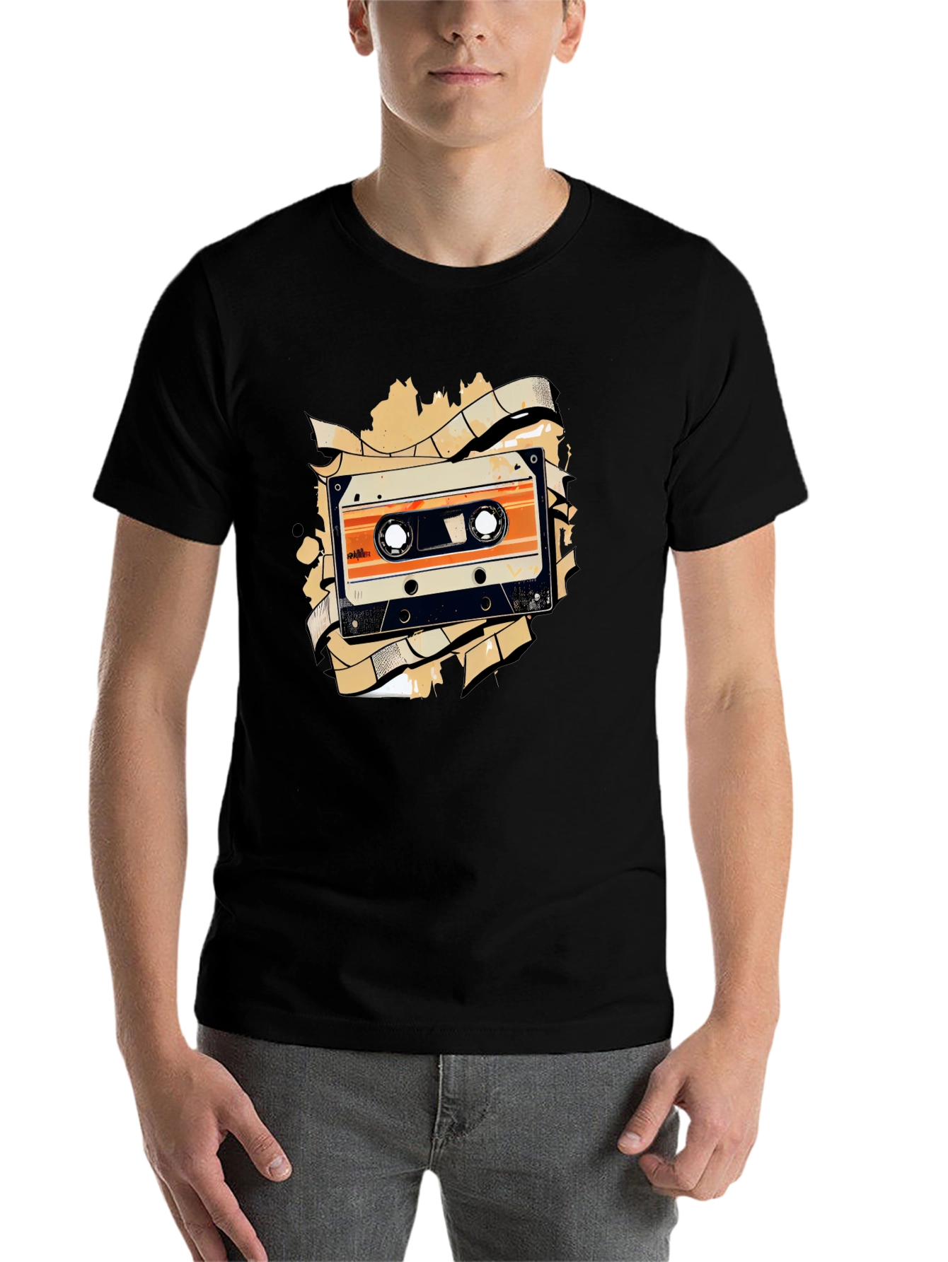 Black Retro Cassette Tape Graphic Tee - Black view 7