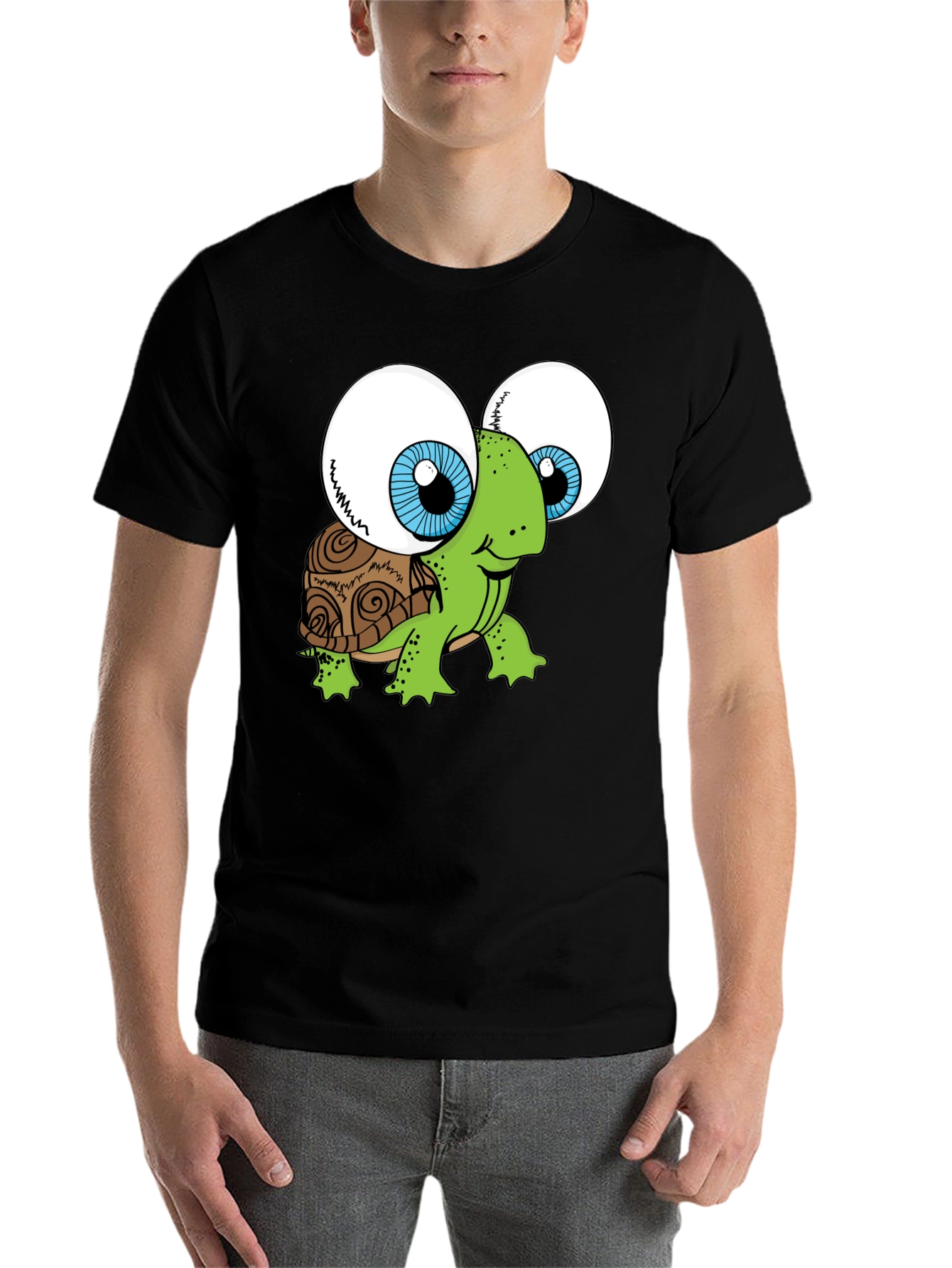 Black Funny Turtle Googly Eyes Black T-Shirt view 7