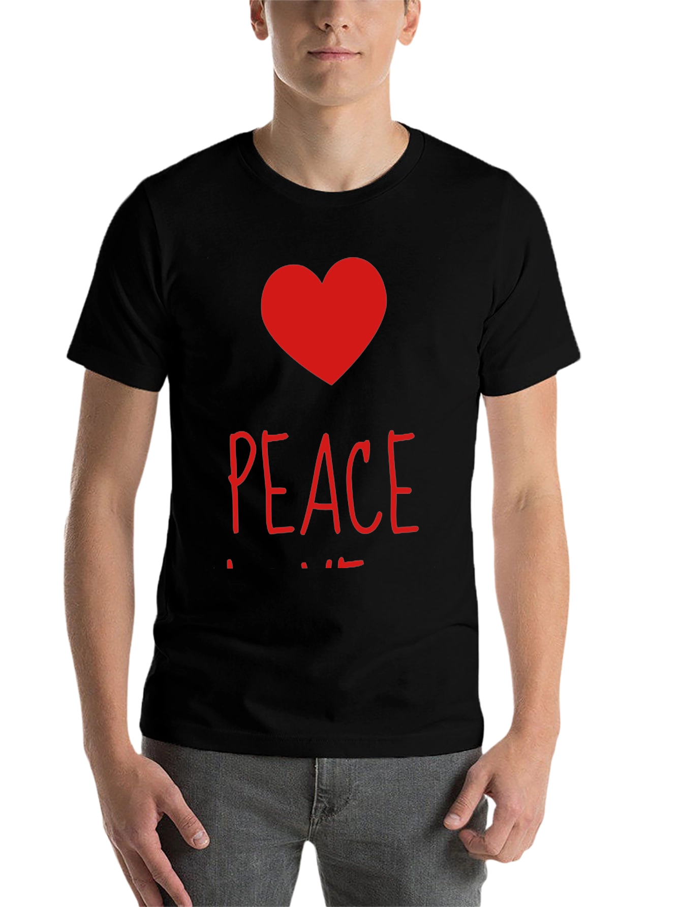 Black Peace and Love Graphic T-Shirt view 7