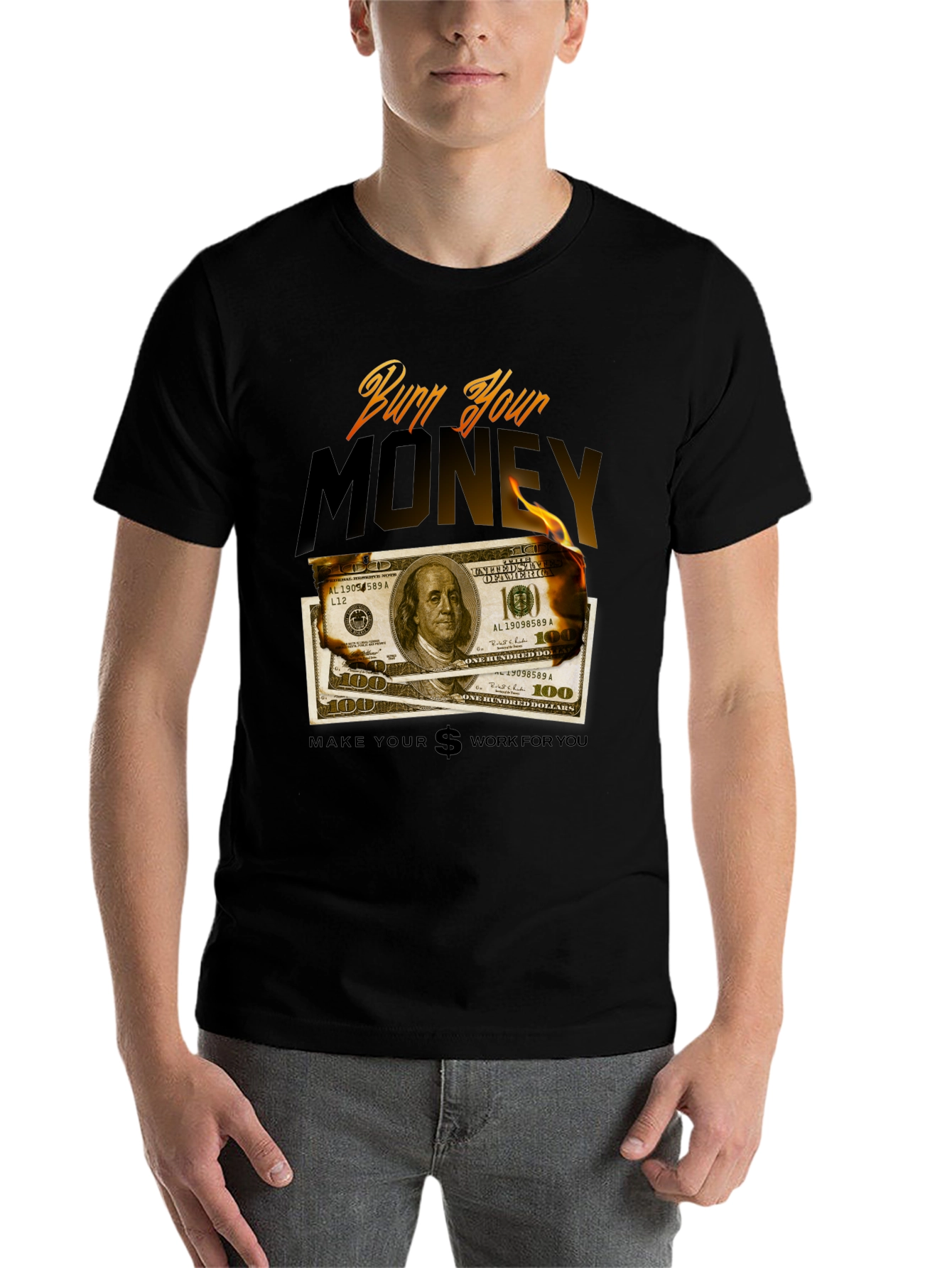 Black Burn Your Money Graphic Tee view 7