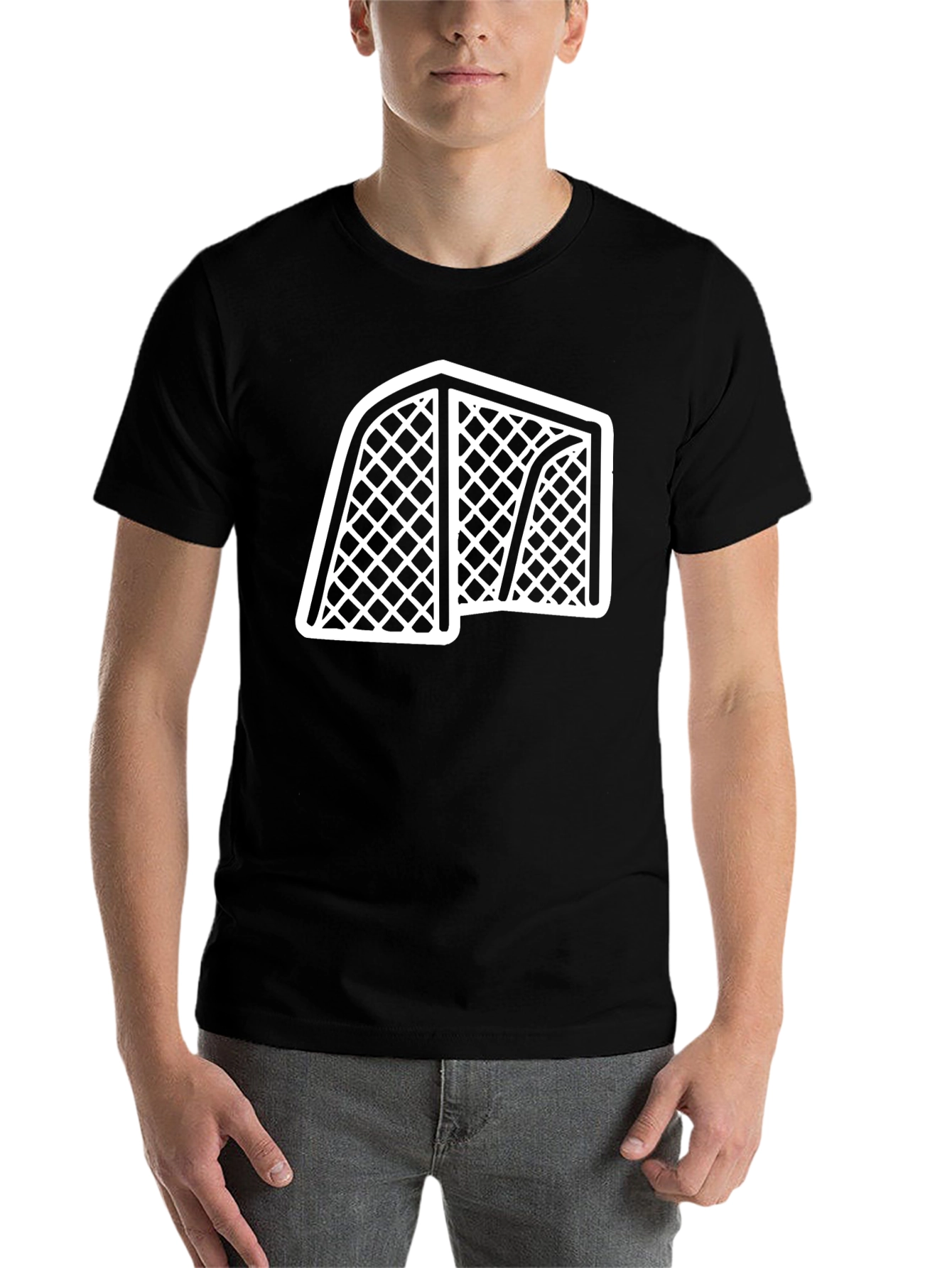 Black Hockey Net Graphic Tee - Black Cotton T-Shirt view 7