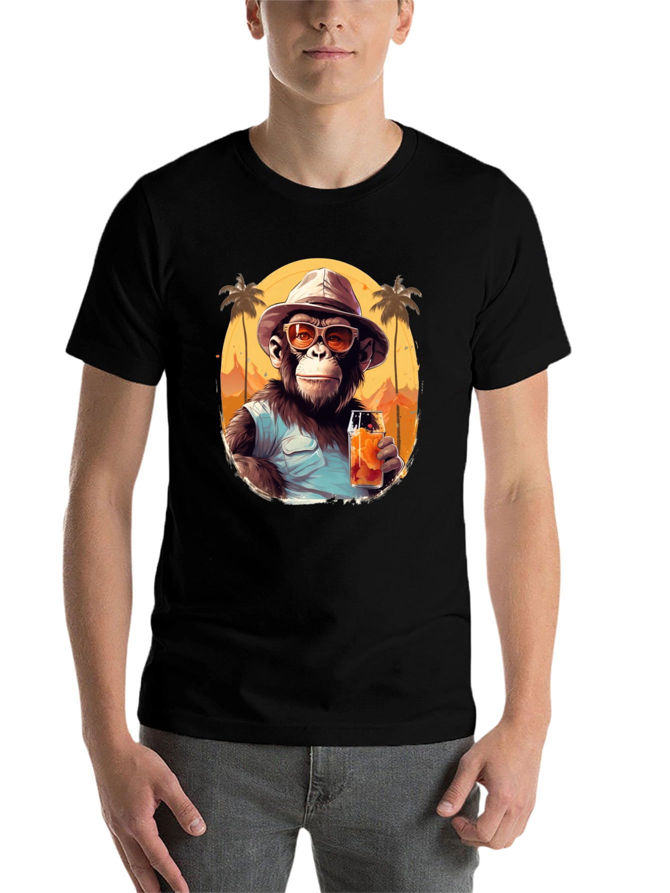 Black Tropical Monkey Graphic Tee - Vacation Vibes view 7