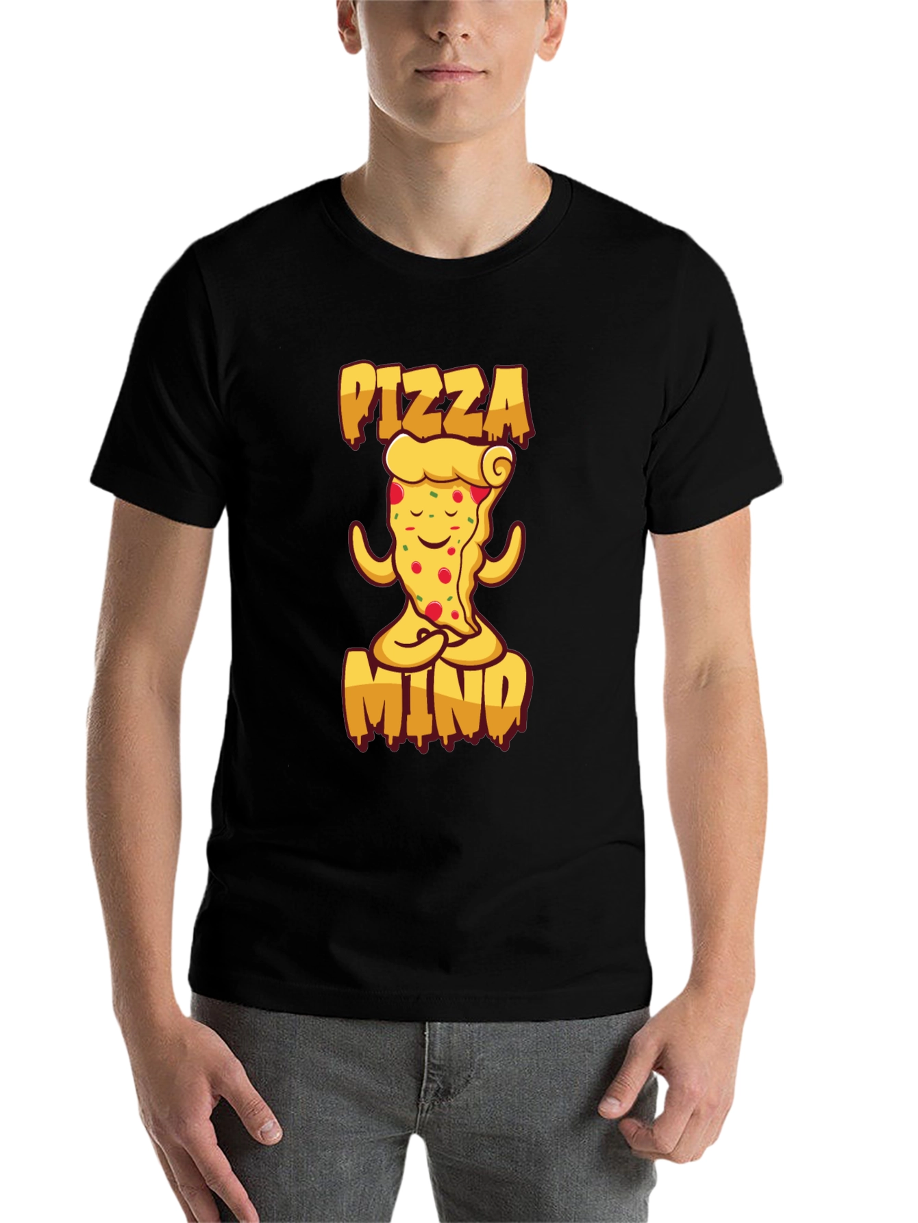 Black Pizza Mind Black T-Shirt for Men view 7