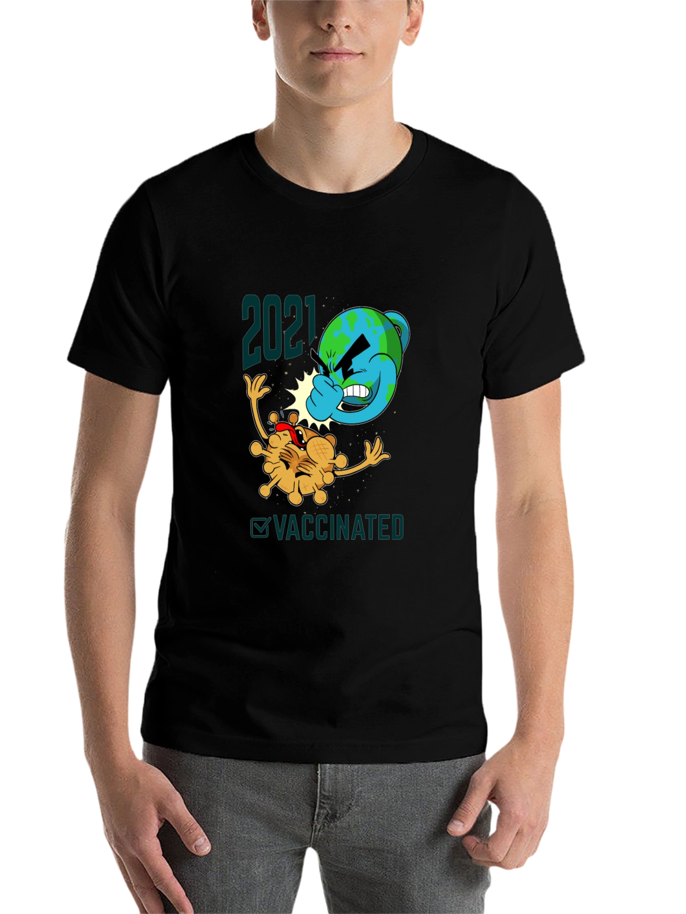 Black 2021 Vaccinated Graphic Tee - Beat the Virus! view 7