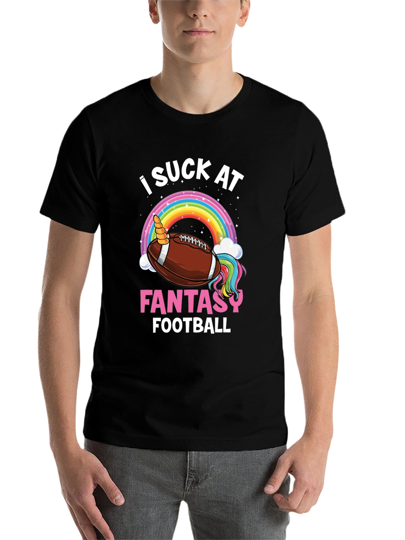 Black Funny Unicorn Football T-Shirt view 7