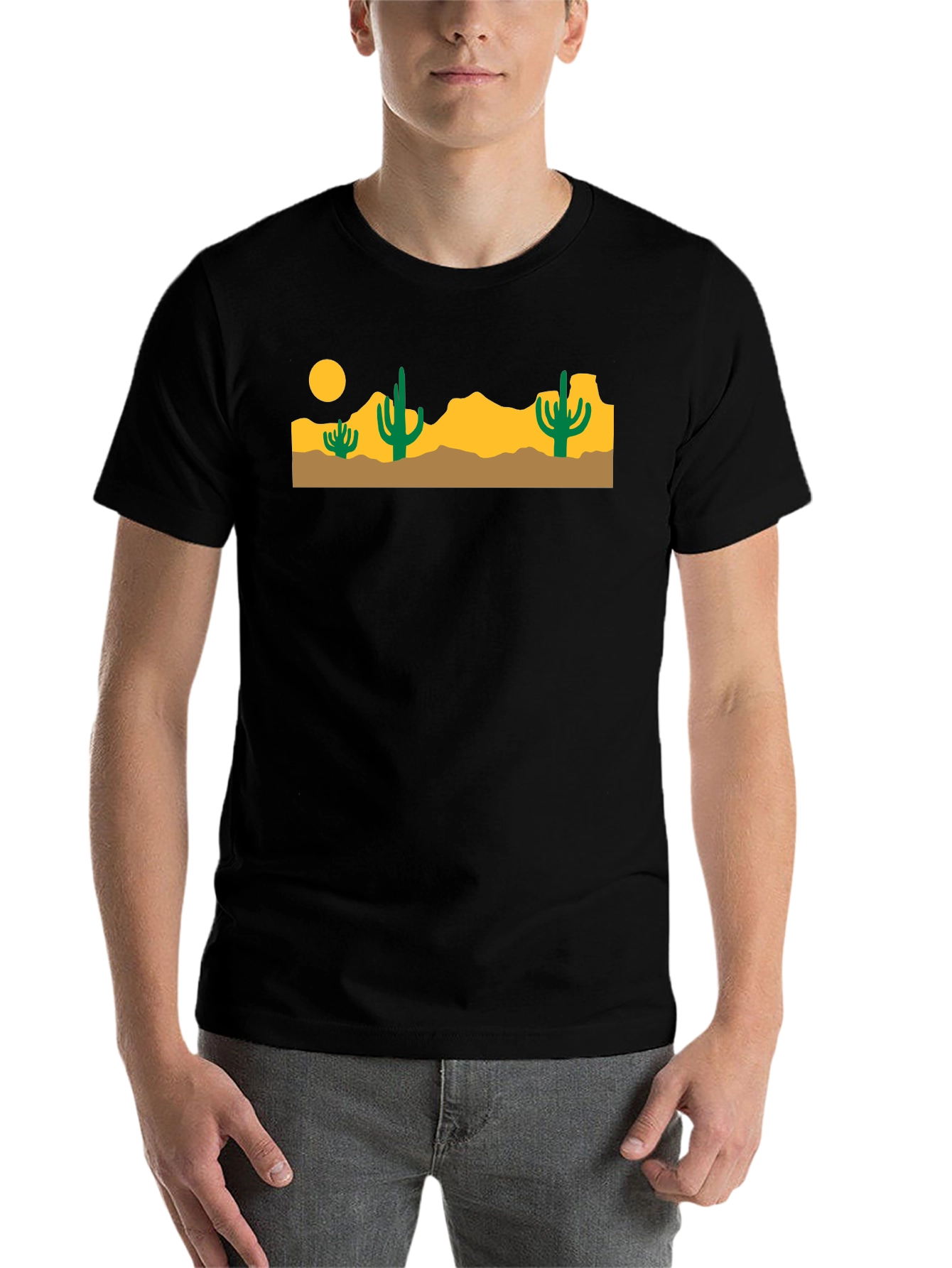 Black Desert Cactus Graphic Tee - Black Cotton T-Shirt view 7