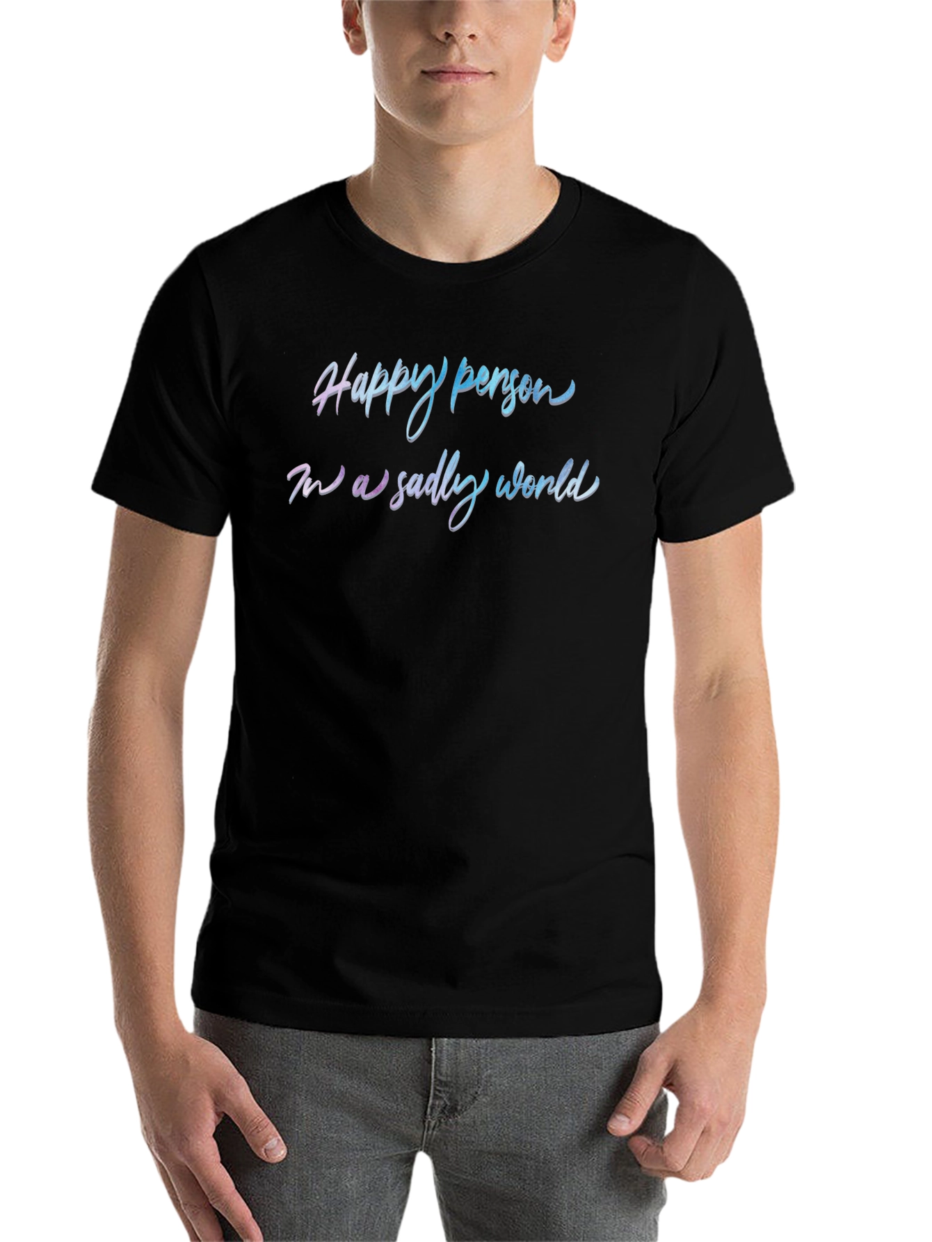 Black Happy Person T-Shirt - Trendy Slogan Tee view 7