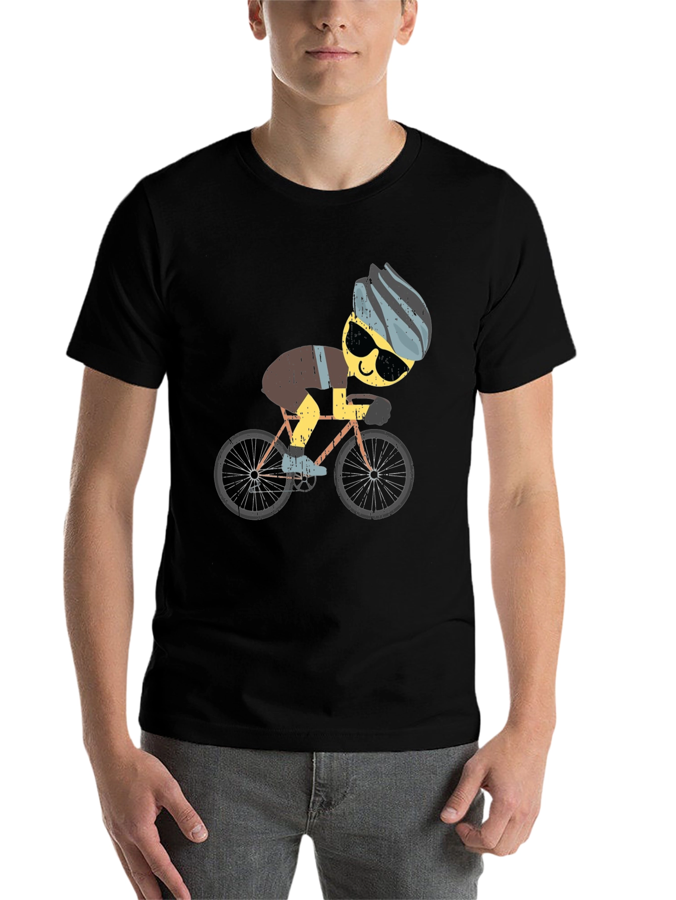 Black Funny Cyclist Graphic T-Shirt - Black view 7