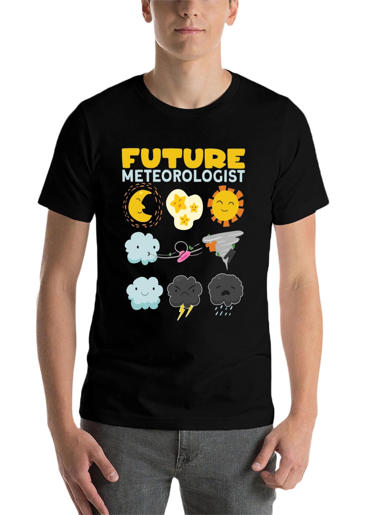 Black Future Meteorologist Black T-Shirt view 7