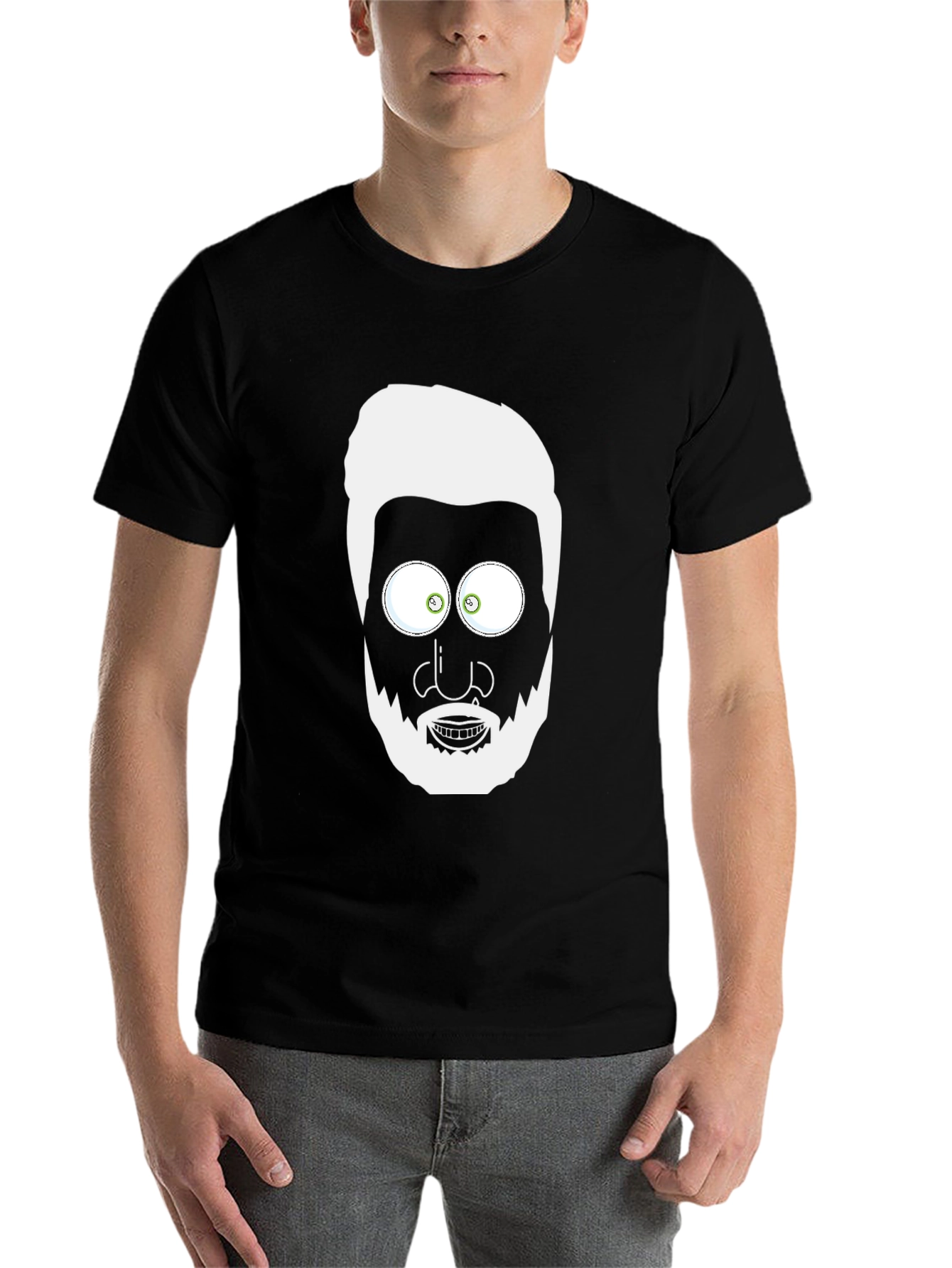 Black Cartoon Face Graphic T-Shirt - Men's Black Tee view 7