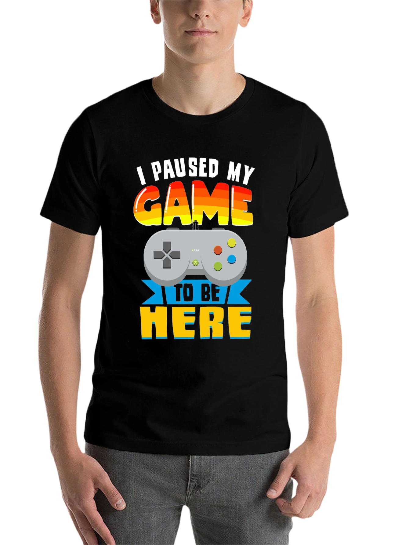 Black I Paused My Game to Be Here Graphic T-Shirt view 7