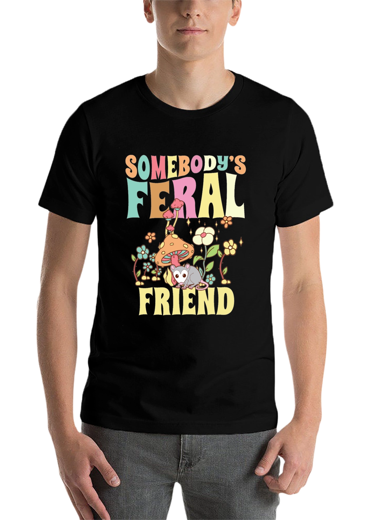 Black Feral Friend Graphic T-Shirt view 7