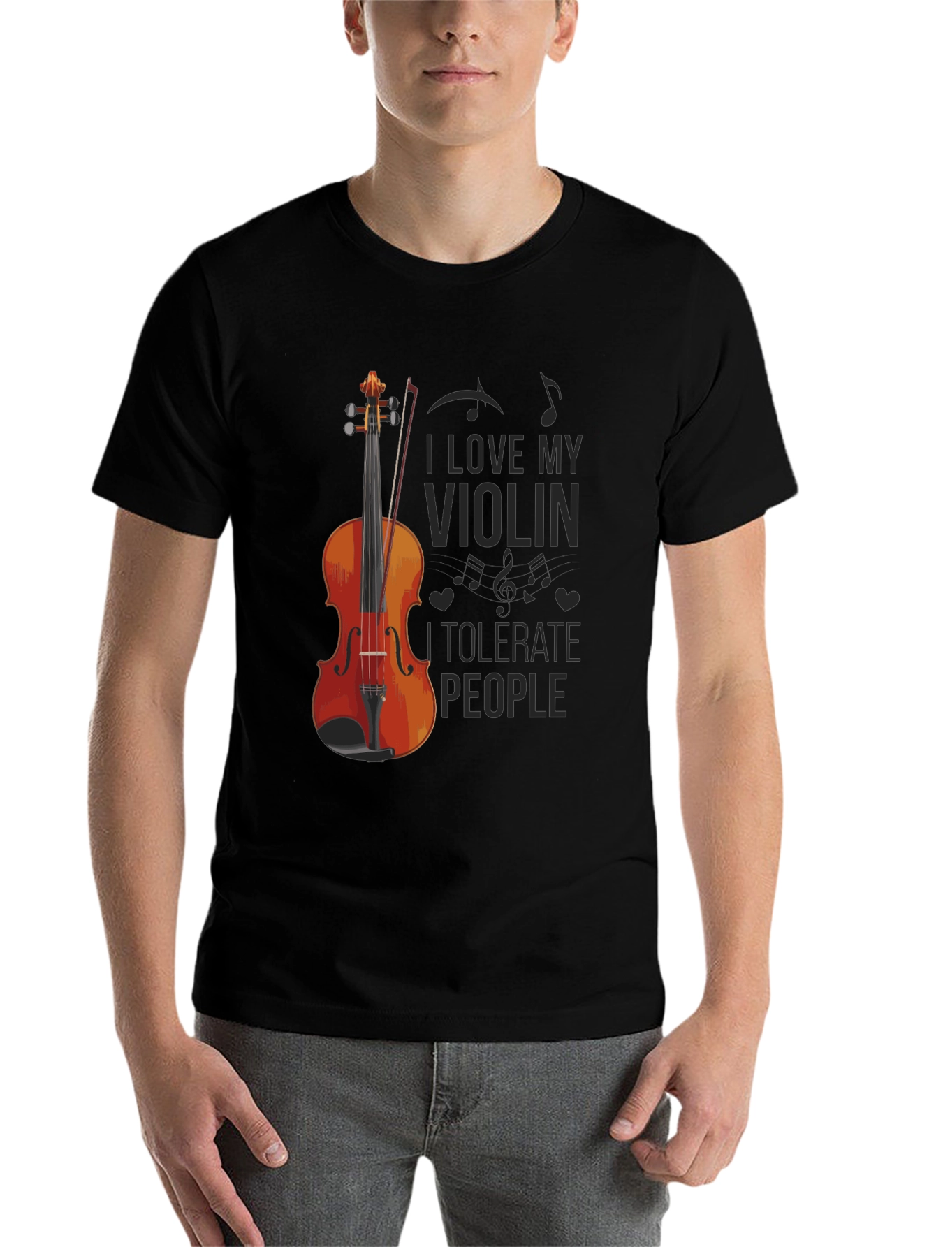 Black I Love My Violin T-Shirt view 7