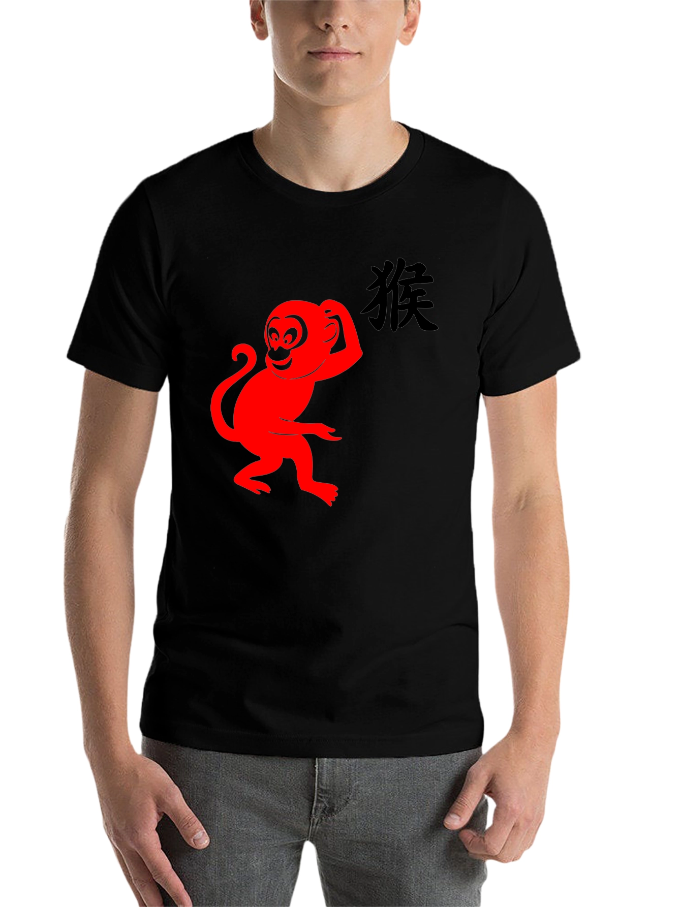Black Red Monkey Graphic T-Shirt - Classic Black Tee view 7